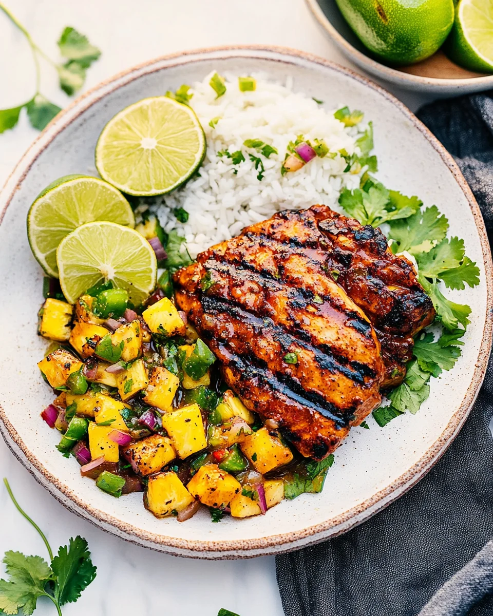 Gegrilltes Hähnchen mit karamellisierter Ananas-Salsa: Ein Genuss!