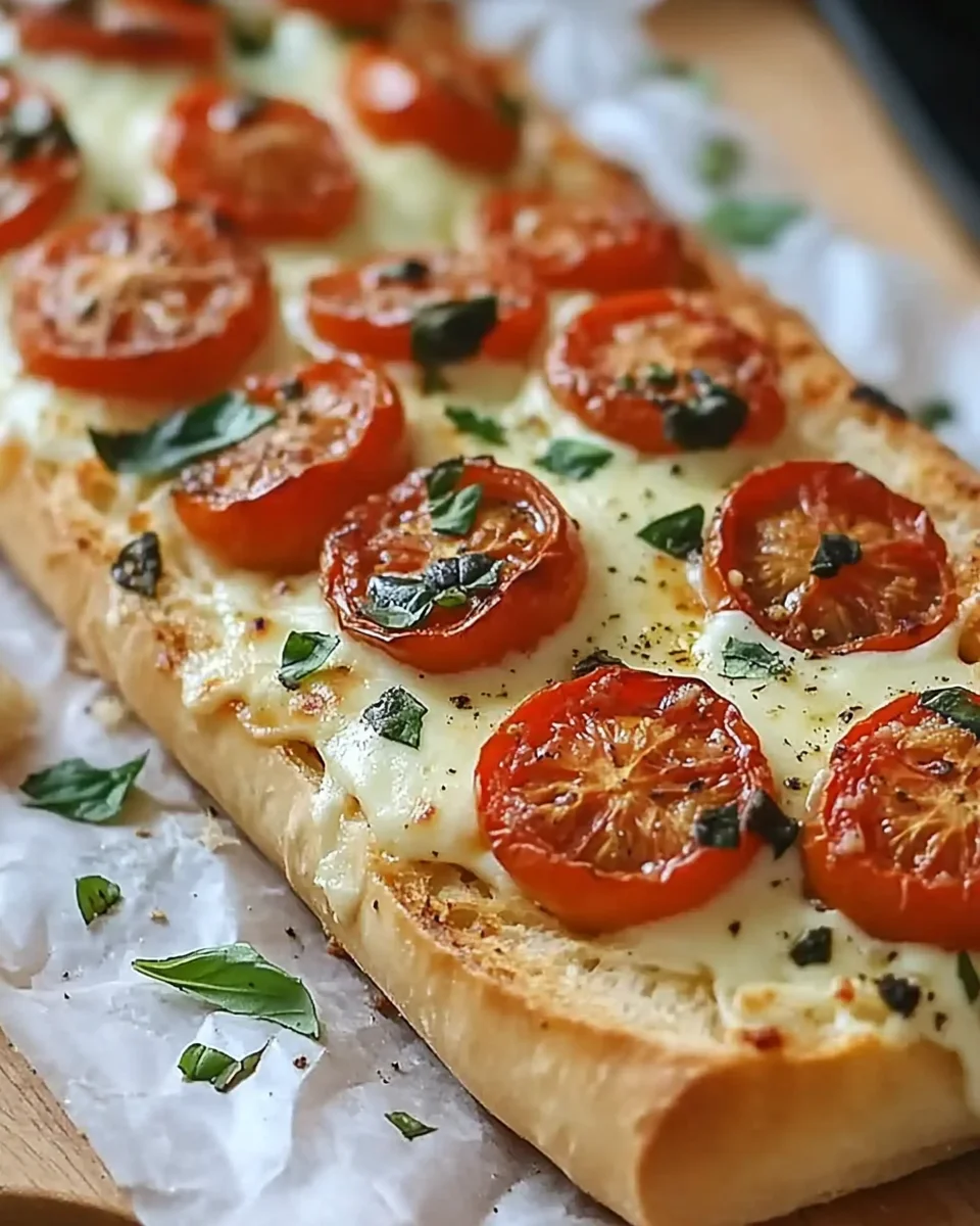 Überbackene Baguettescheiben mit Tomaten und Mozzarella, ein Genuss!