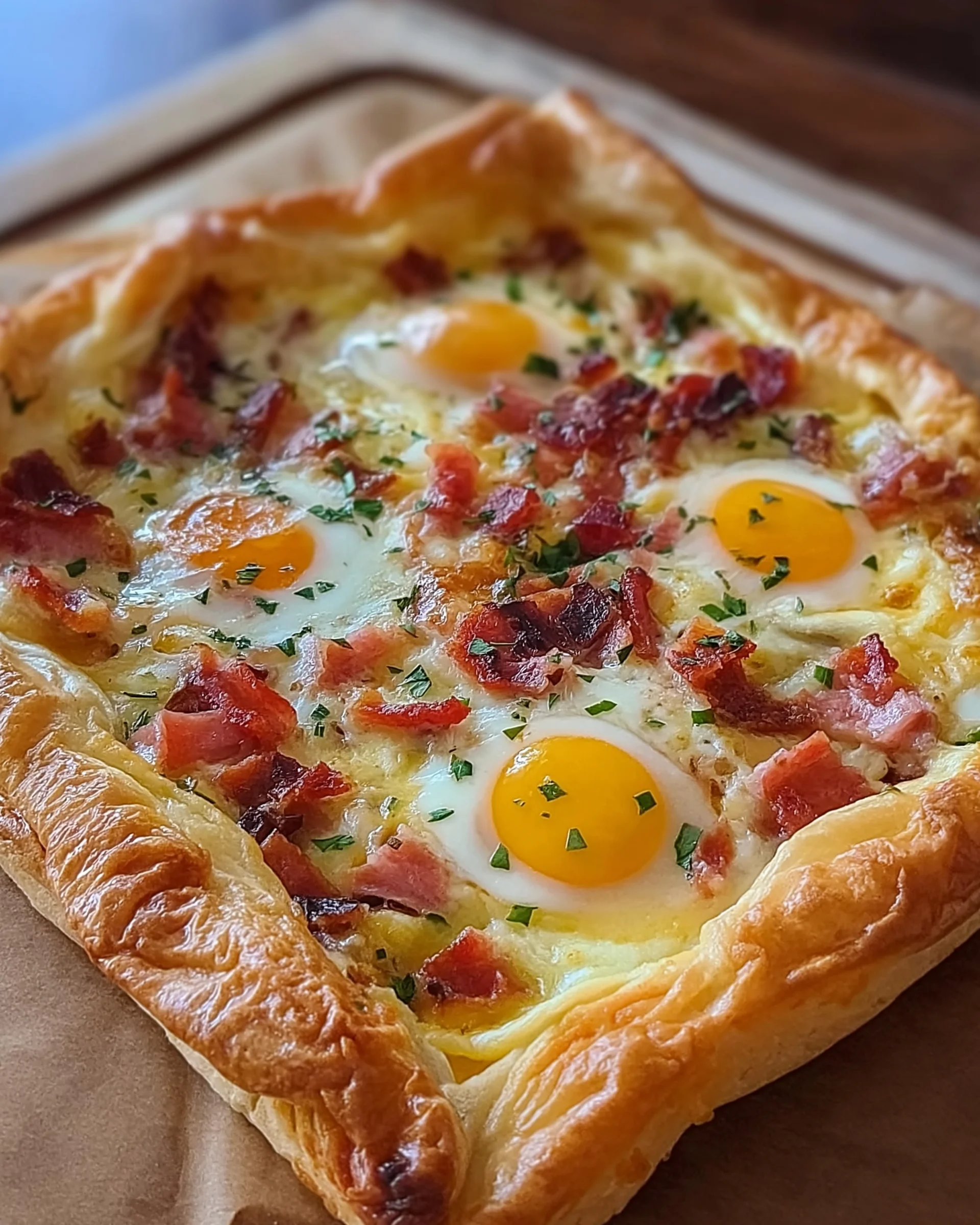 Frühstücks-Pizza mit Blätterteig: Schnell und lecker!