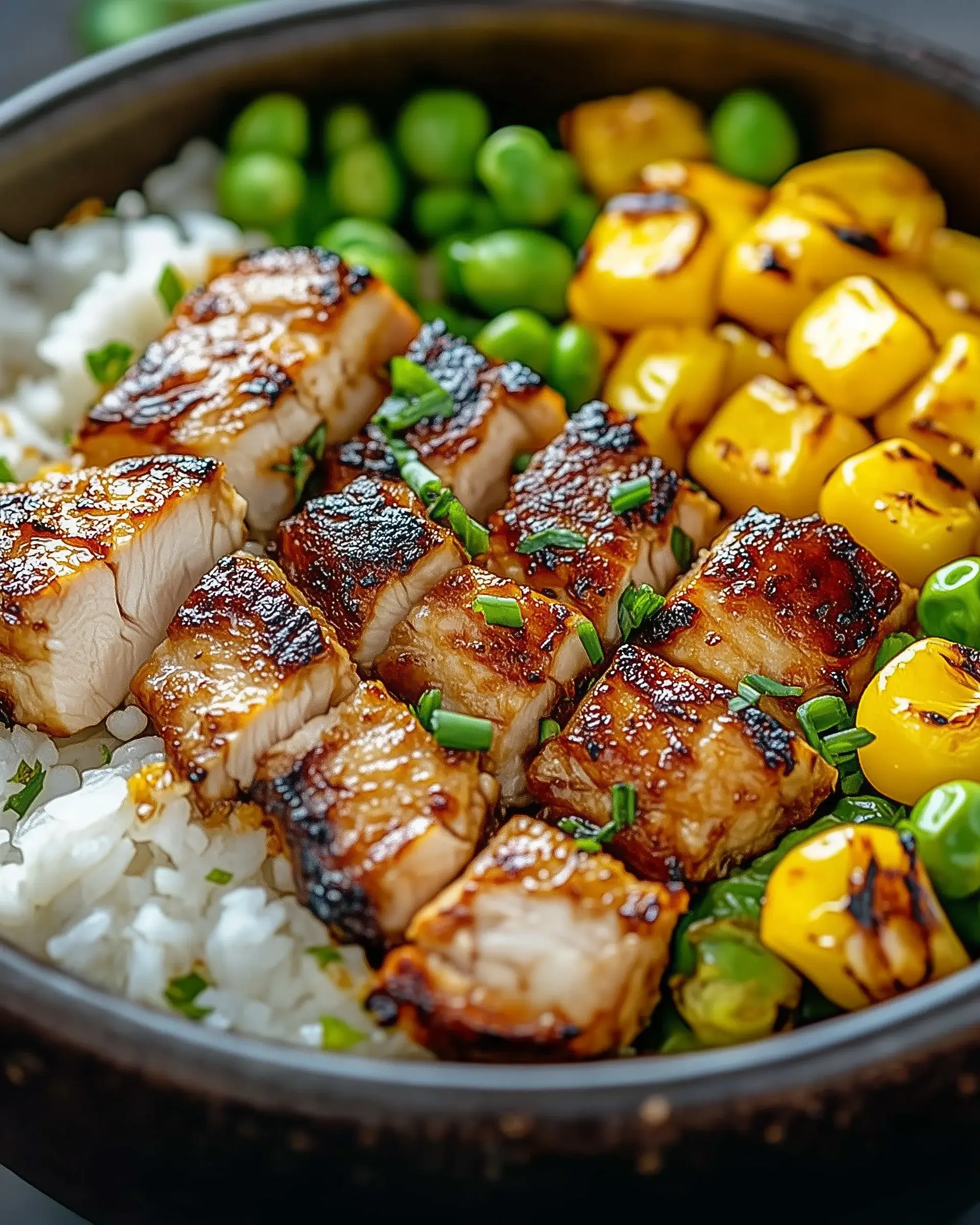 Gegrillte Hähnchen-Reis-Bowl mit Straßenmais selbst zubereiten!