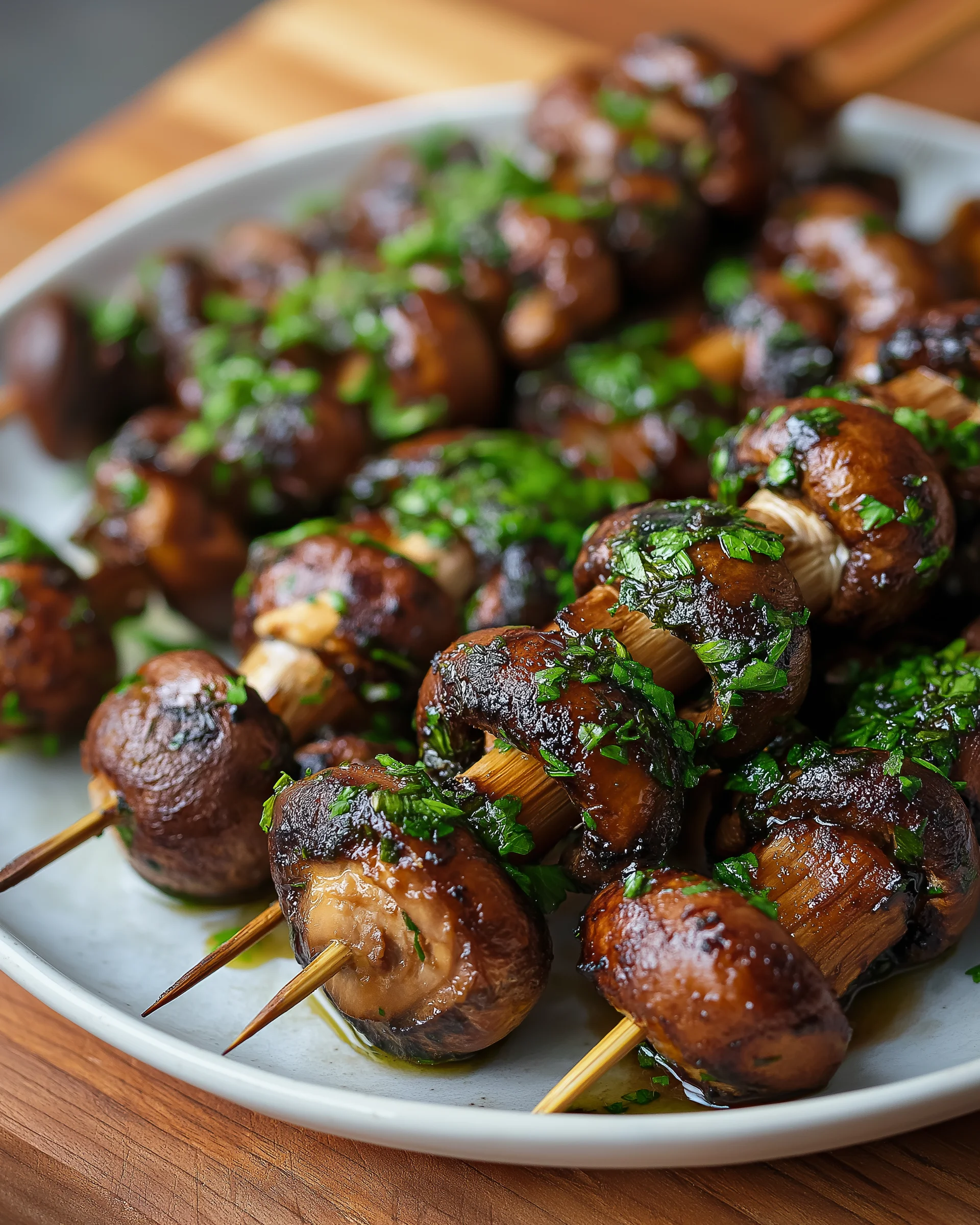 Gegrillte marinierte Champignon-Spieße: Einfach genießen!