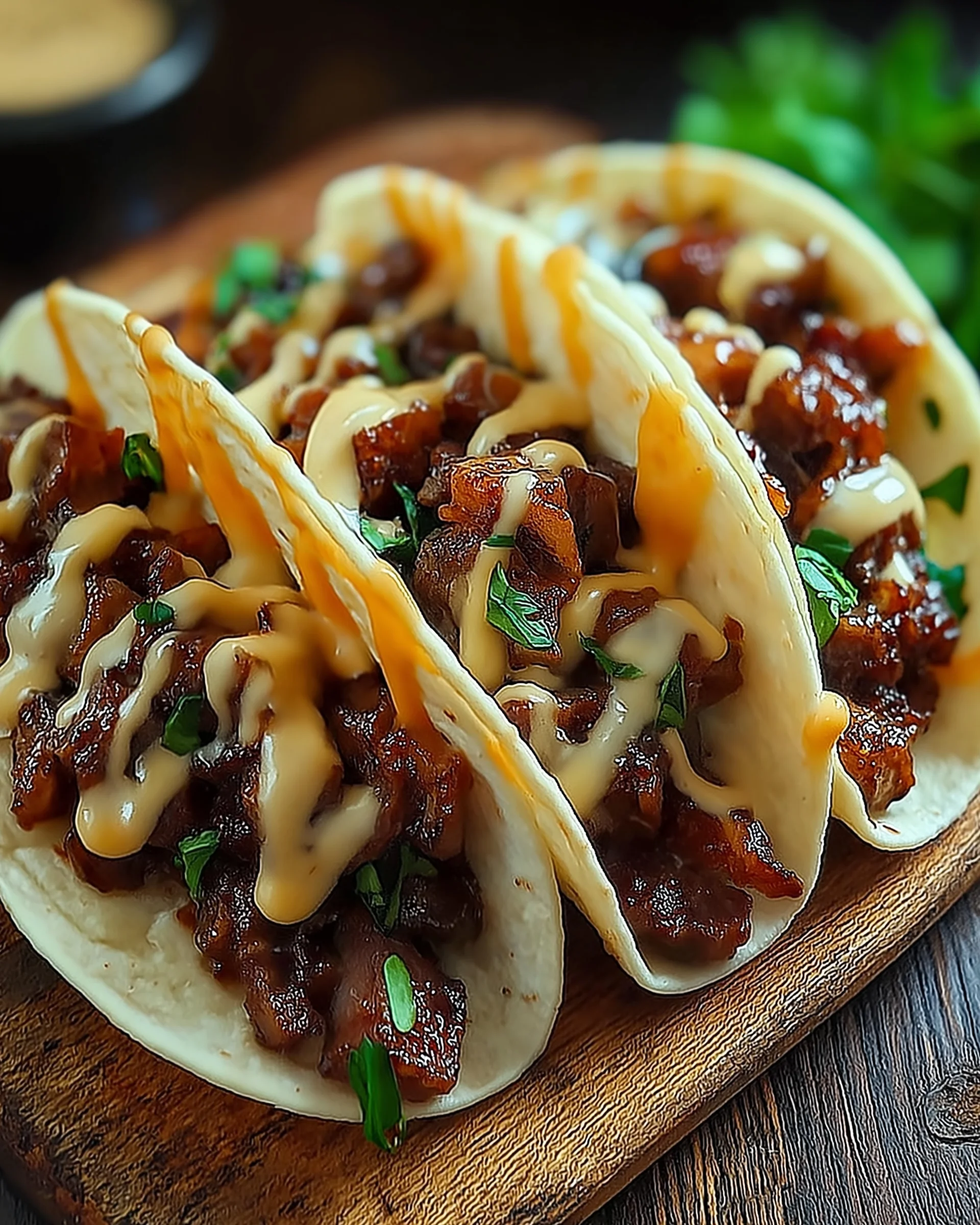 Knoblauch-Butter-Honig-BBQ-Rindfleisch-Tacos einfach genießen!