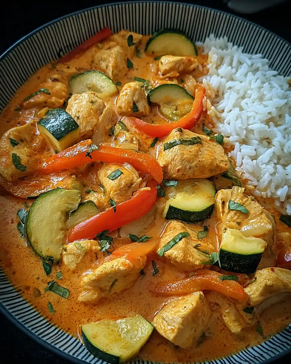 Paprika-Zucchini-Hähnchen in Rahmsoße: So einfach gelingt’s!