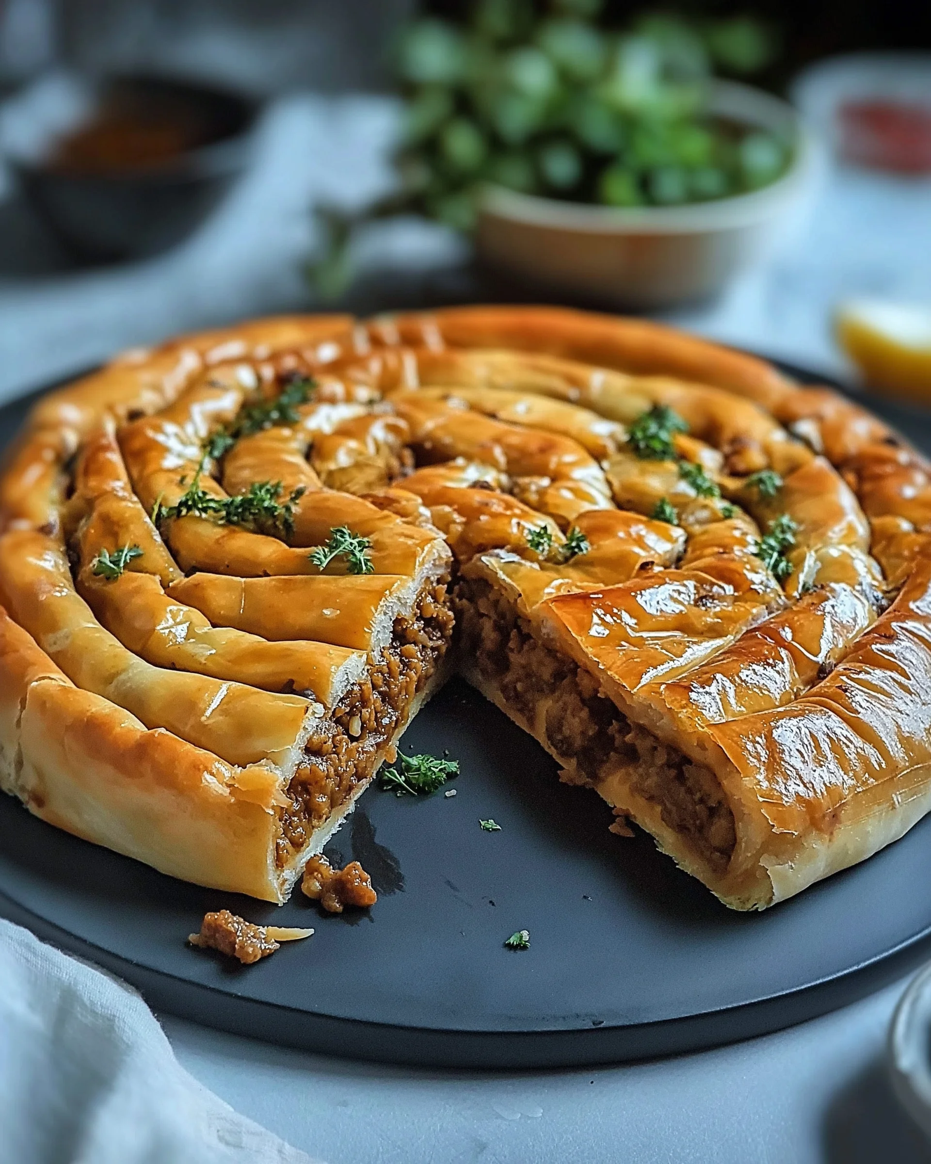 Spiralförmiger Börek mit gewürztem Hackfleisch: Einfach lecker!