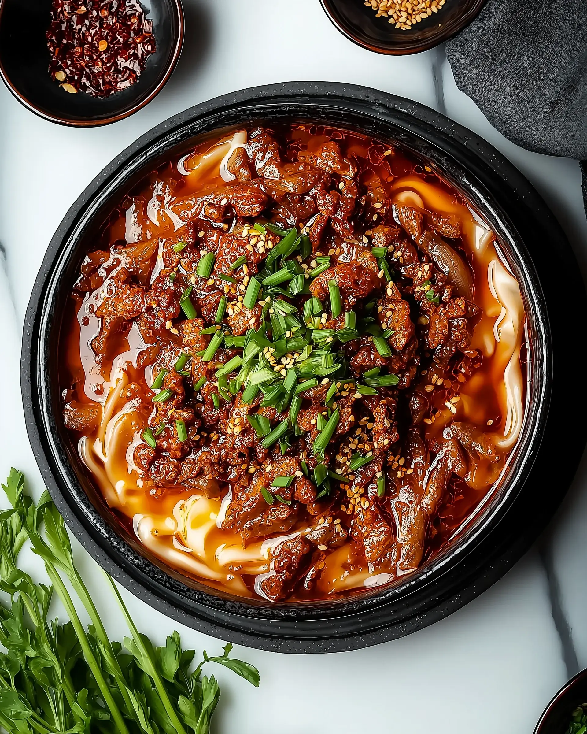 Würzige Gochujang-Rindfleisch-Nudeln einfach zubereiten!