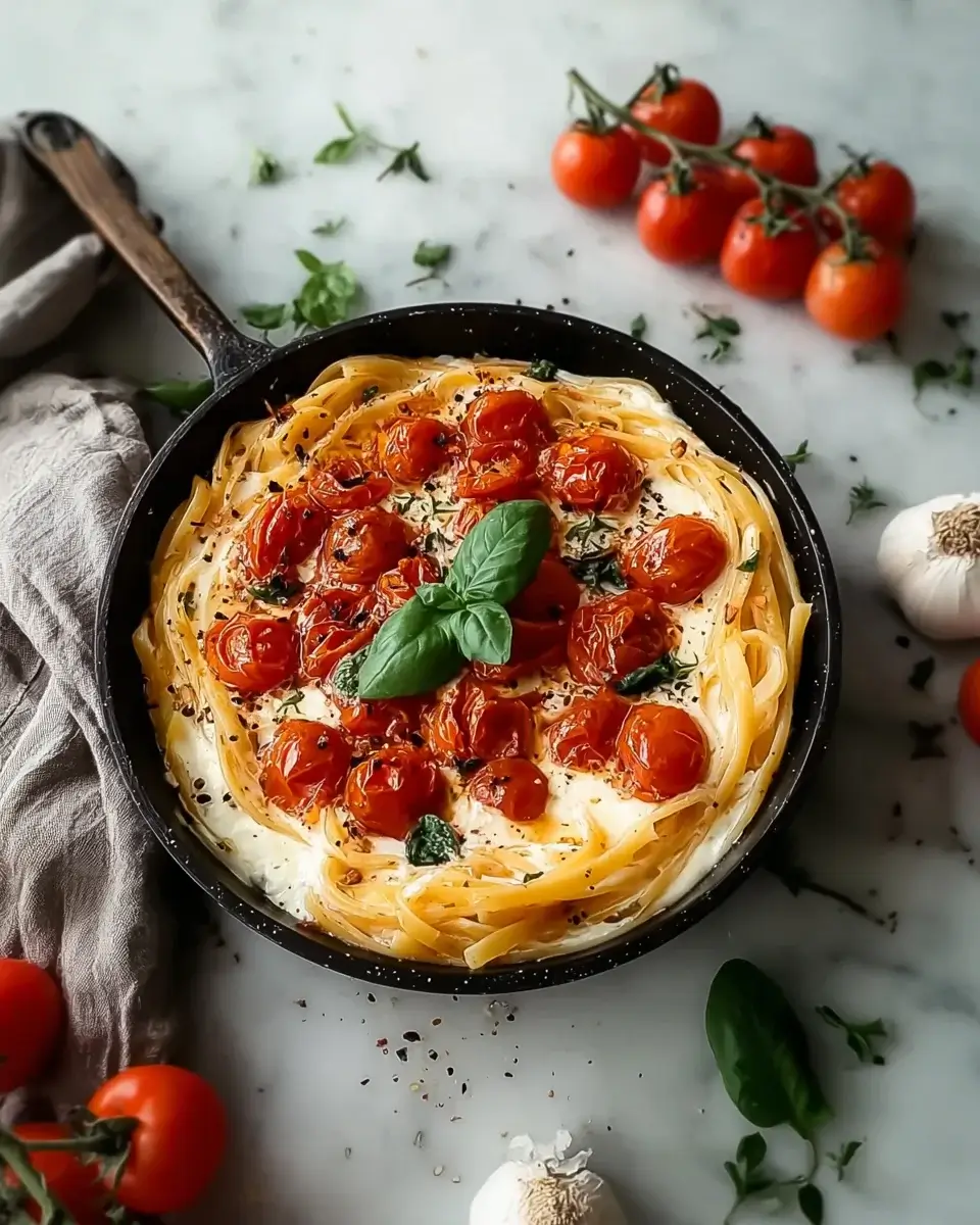 Geröstete Tomaten und Knoblauch Ricotta-Pasta genießen!