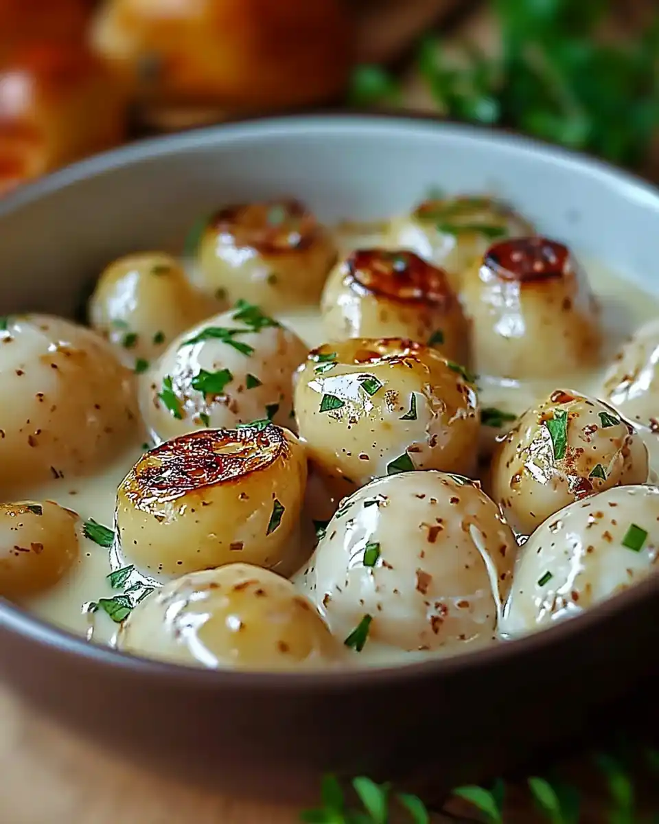 Cremige Knoblauch-Baby-Kartoffeln, die jeder lieben wird!