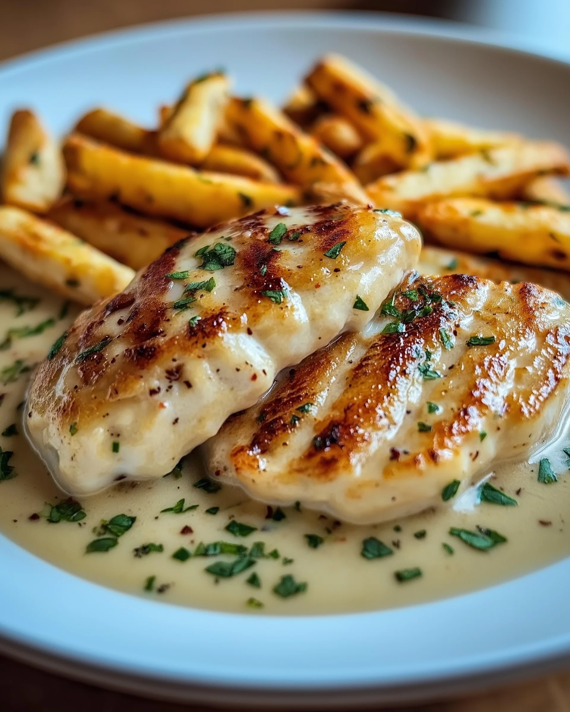 Hähnchenfilet in cremiger Knoblauchsauce zubereiten!
