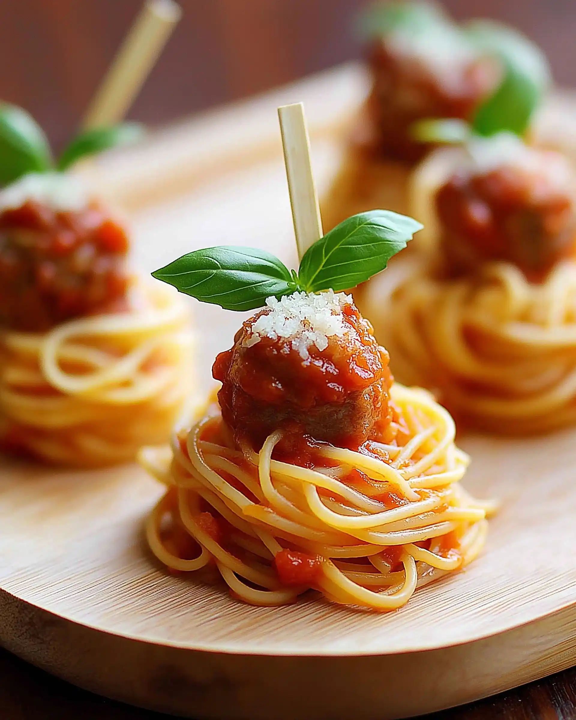 Mini-Spaghetti und Fleischbällchen Häppchen: Ein Genuss!