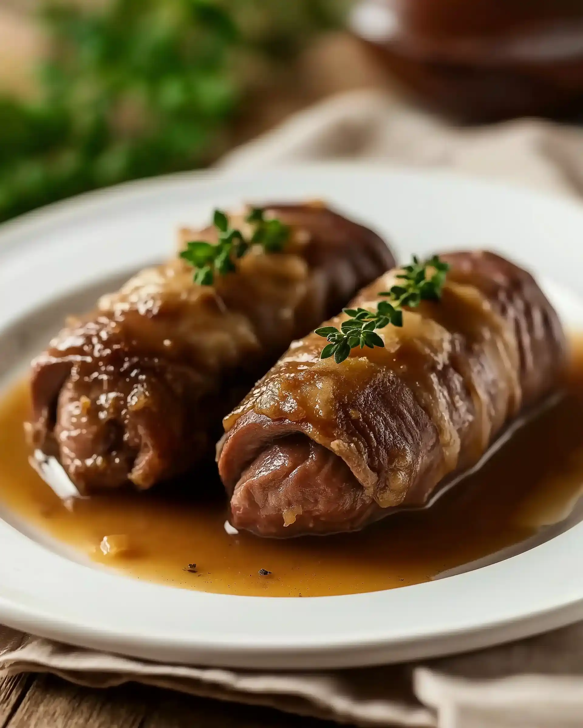 Rinderrouladen mit Senf und Gewürzgurken: Ein Genuss!