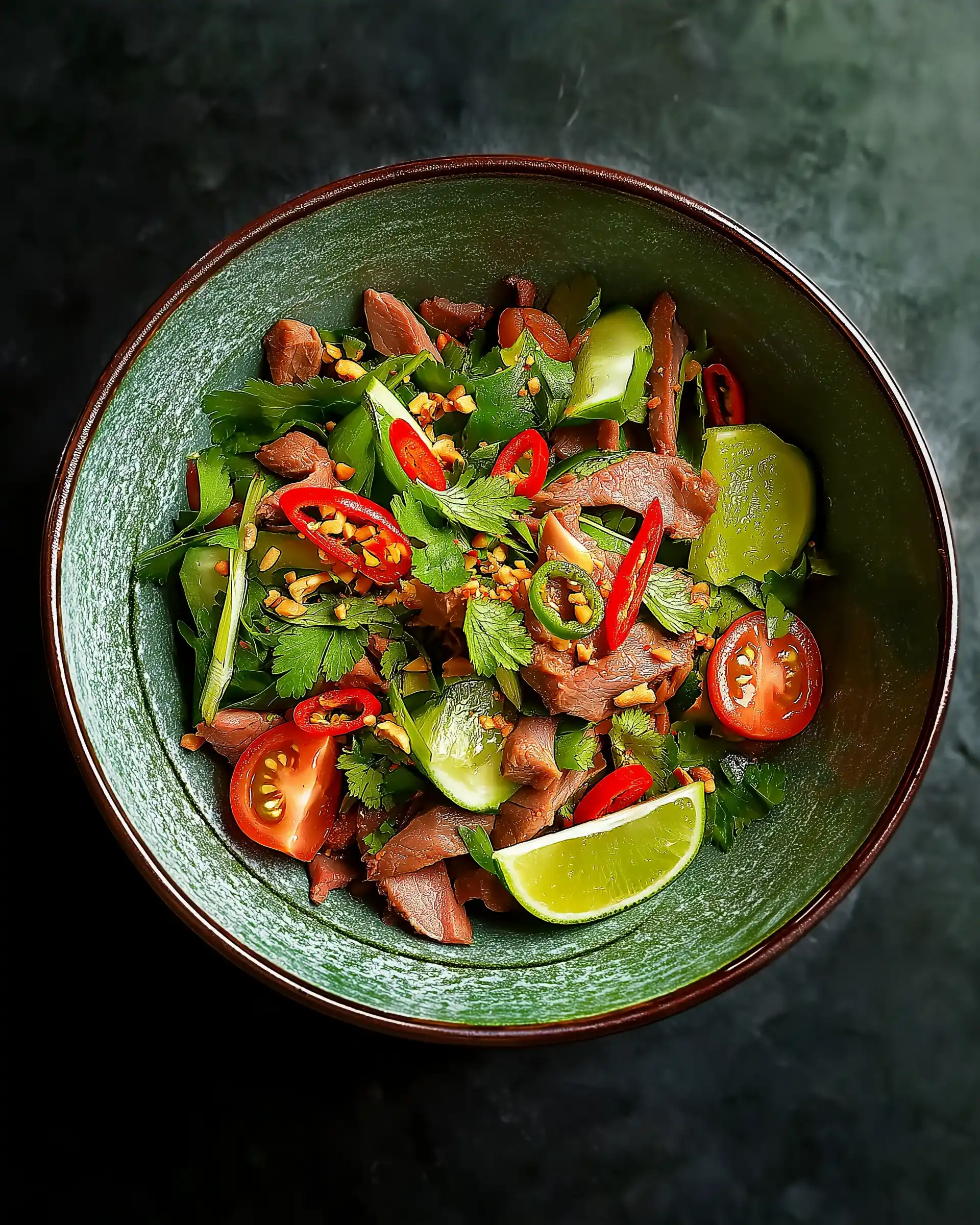 Thai-Rindfleischsalat mit Chili-Limetten-Dressing zubereiten!