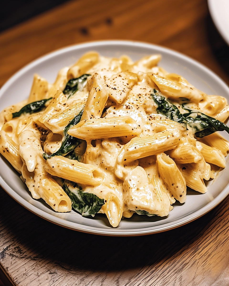 Frischkäse-Spinat-Hähnchen-Pasta: So einfach gelingt's!