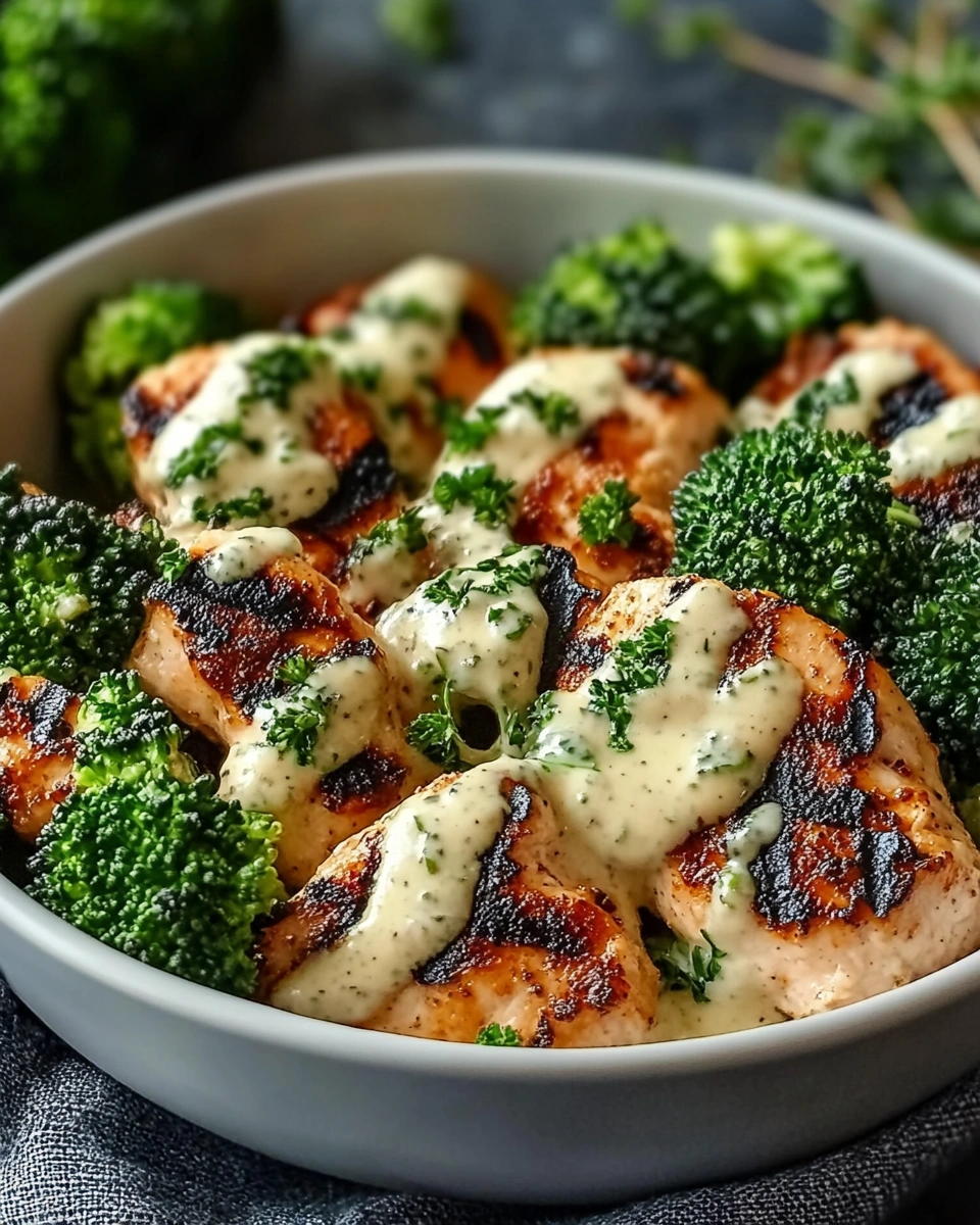 Gegrillte Hähnchen-Brokkoli-Schalen verzaubern mit Sauce!