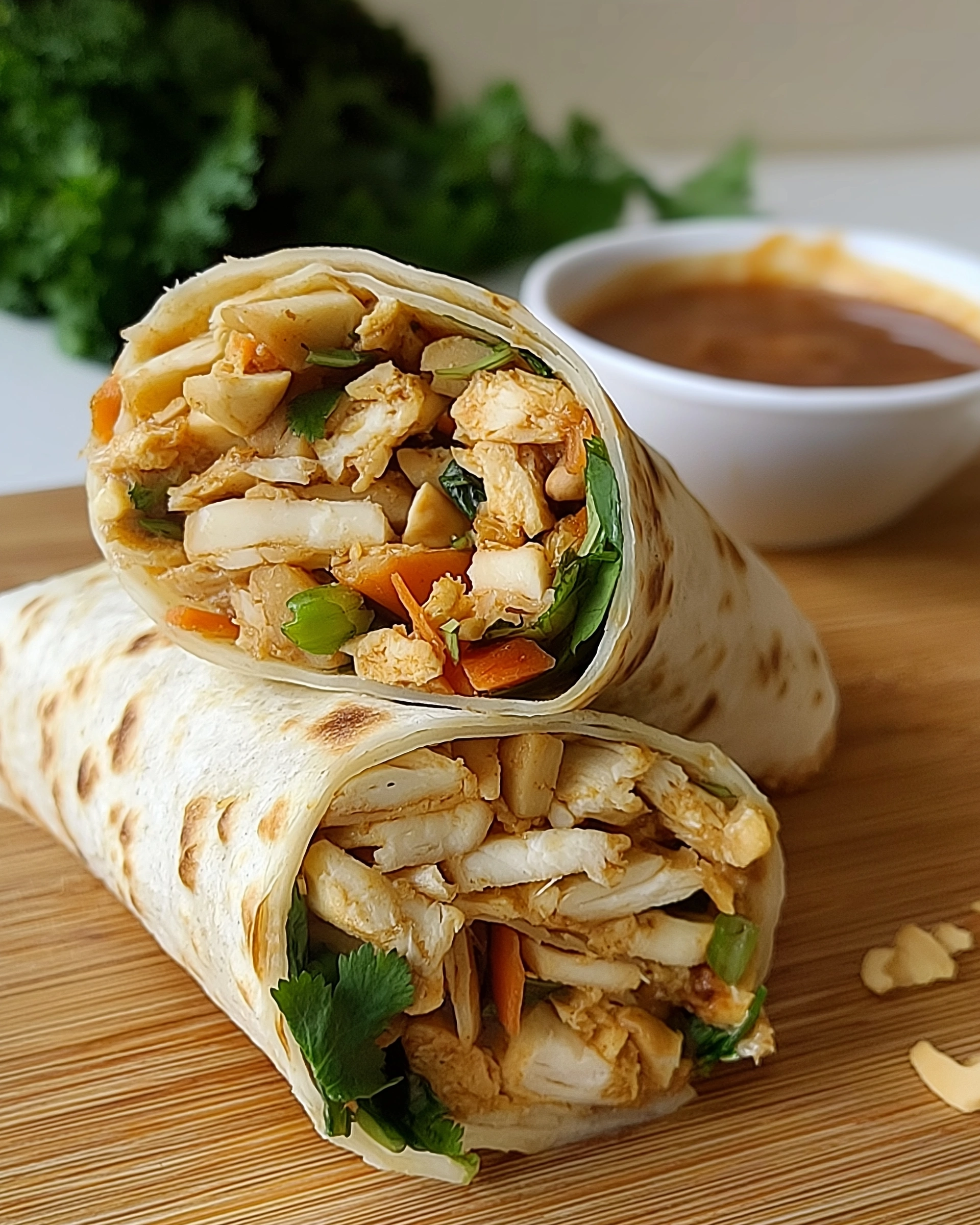 Thailändische Erdnuss-Hühnchen-Wraps einfach selbst machen!