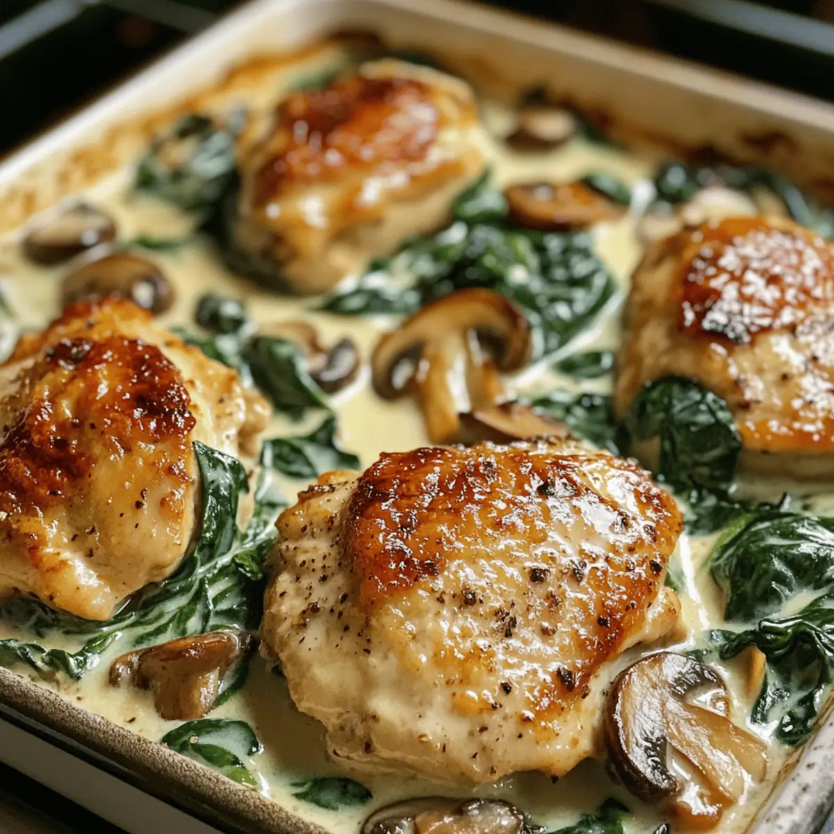 Hühnchen, Spinat und Pilz Low-Carb Auflauf Rezept