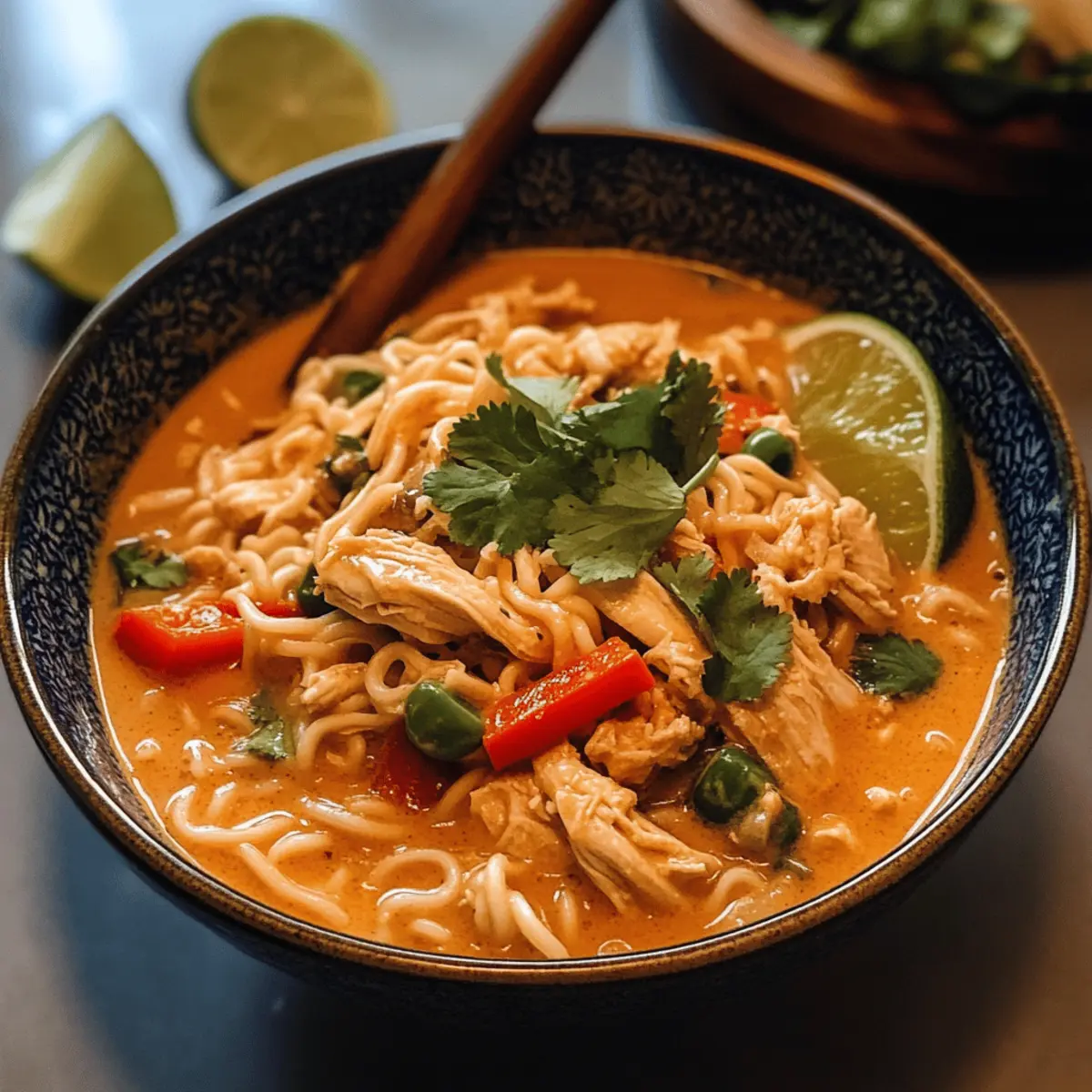 Thailändische Erdnussbutter-Ramen in einem Topf