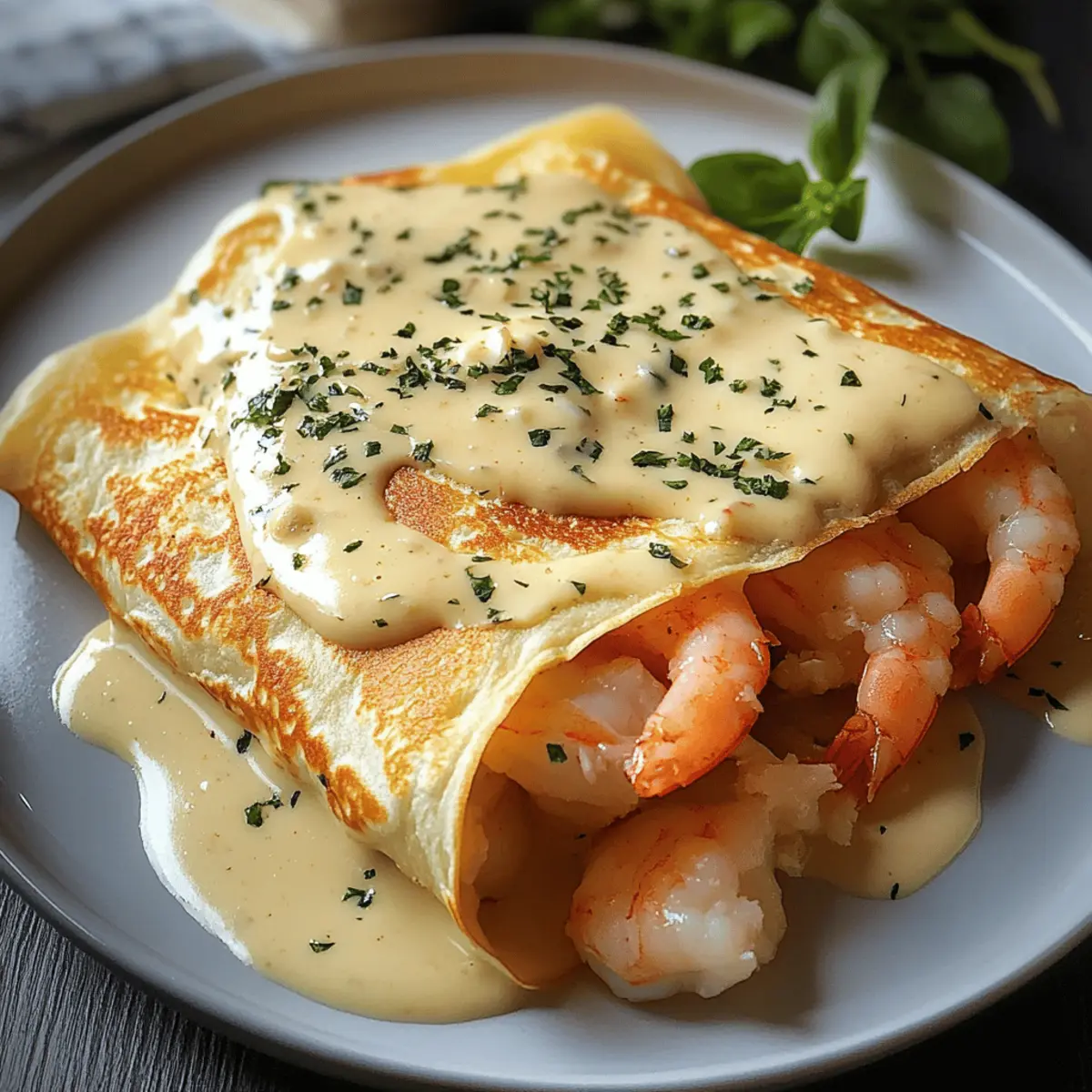 Meeresfrüchte-Crêpes mit Béchamelsauce genießen