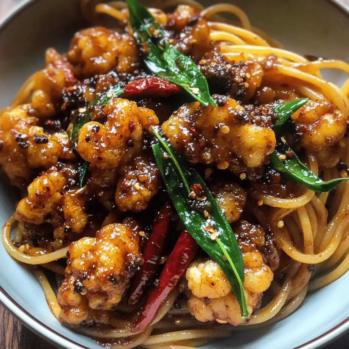 Vegan Singapore schwarze Pfeffer Sauce Spaghetti genießen