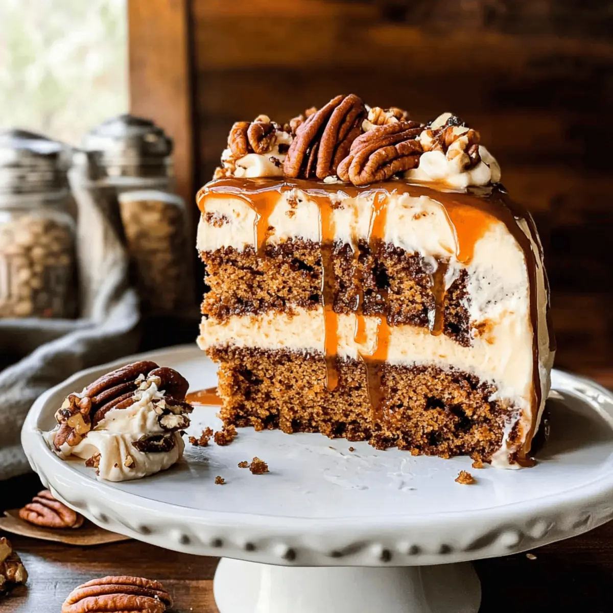 Kürbiskuchen mit Salzkaramell und Nüssen