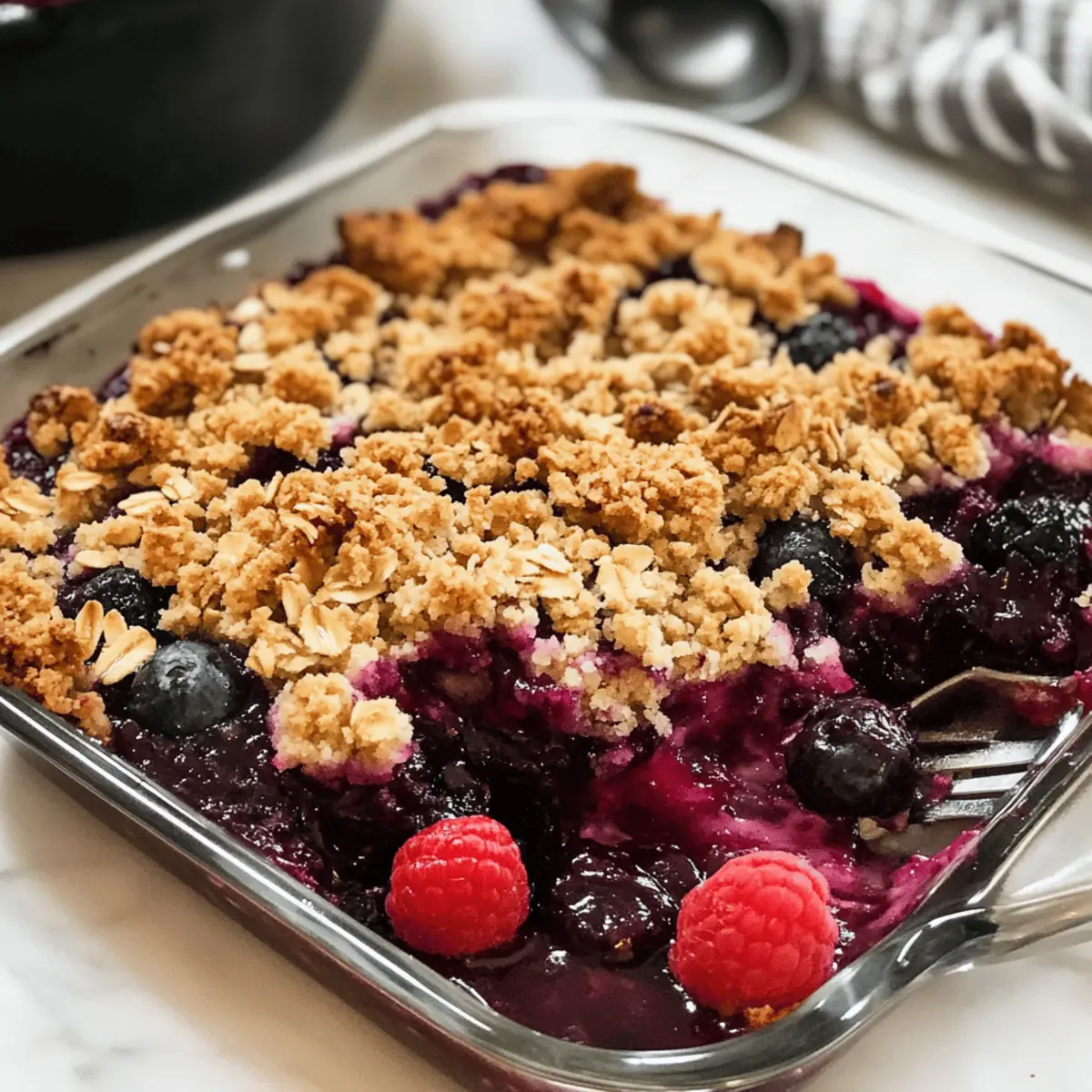 Dreifach-Beeren-Crisp mit Haferkruste genießen