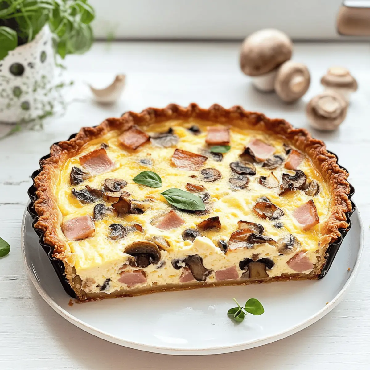 Schinken-Quiche mit Champignons und Mozzarella: Einfach lecker