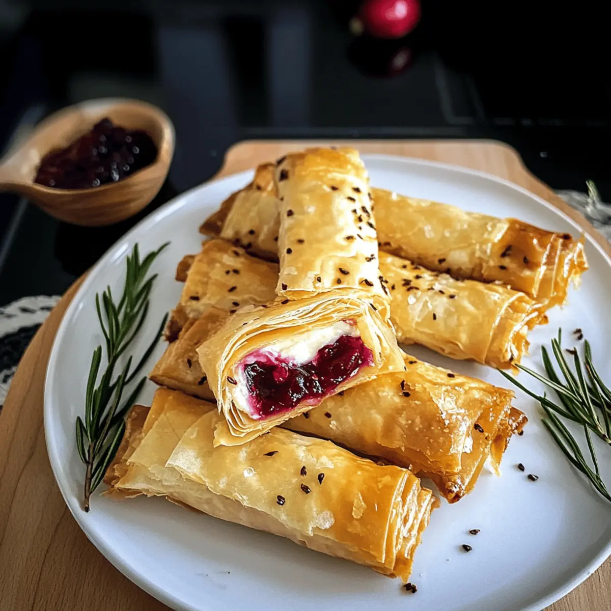 Cranberry und Brie Filo Cracker für Festtage