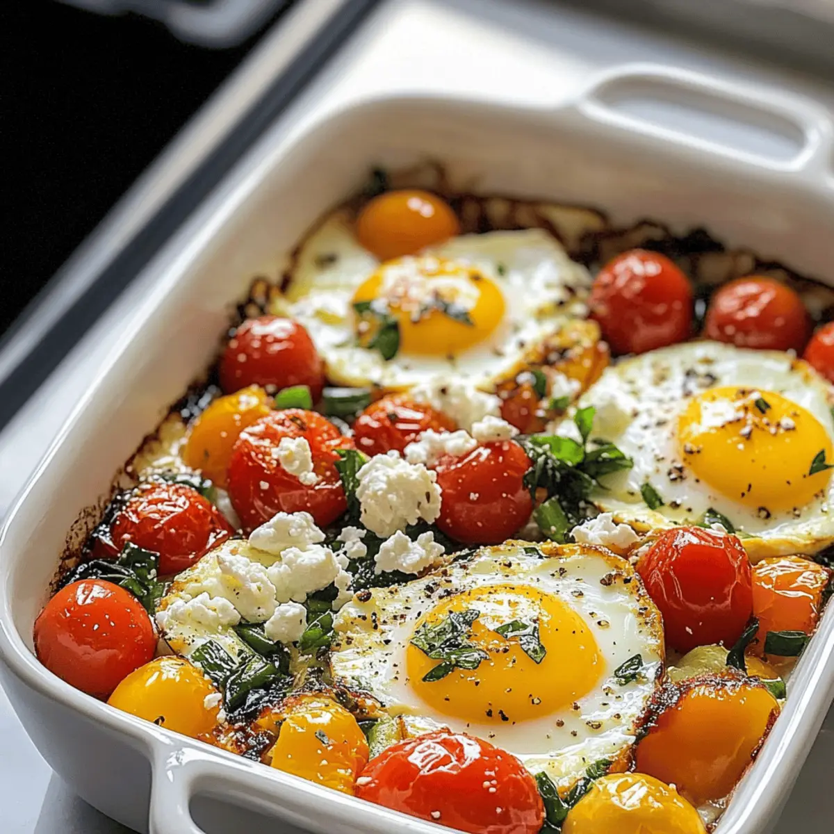 Mediterrane gebackene Feta-Eier für dein Frühstück