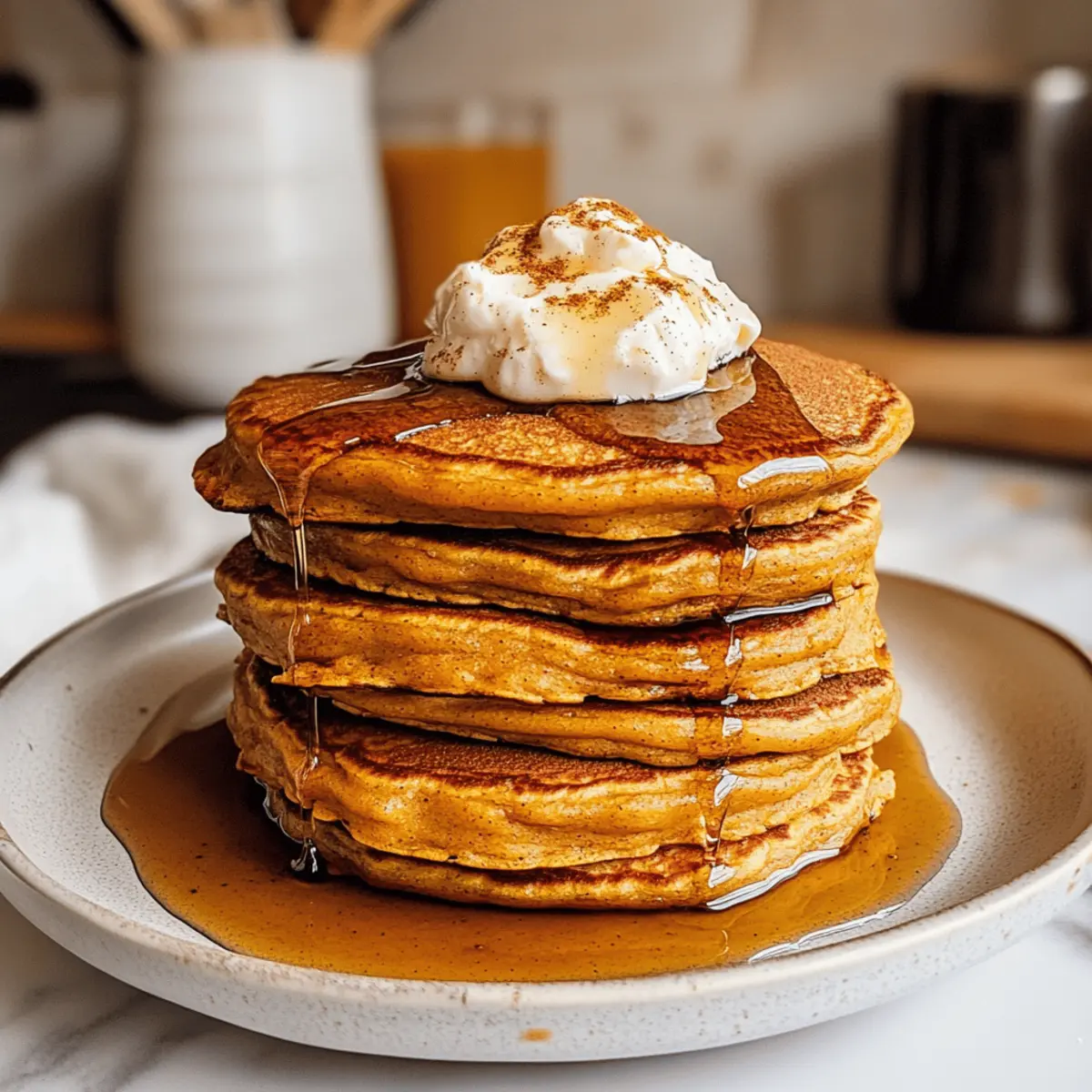 Fluffige Vegane Kürbis-Pfannkuchen für Frühstücksfreunde