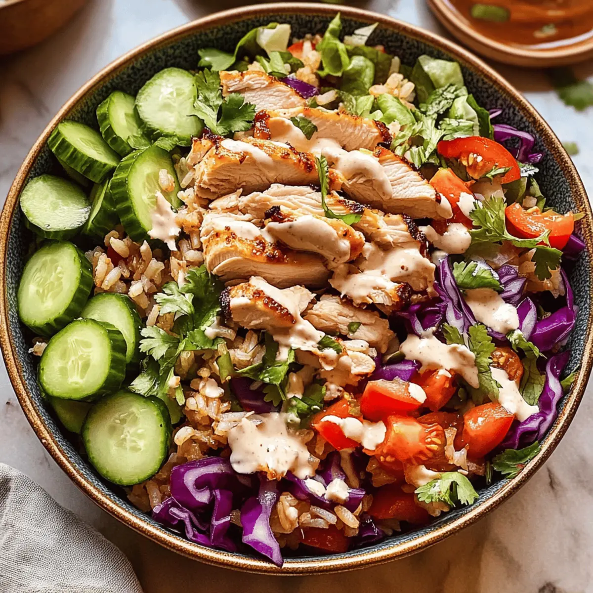 Teriyaki-Hühnchen-Crispy-Reis-Salat einfach selbstgemacht