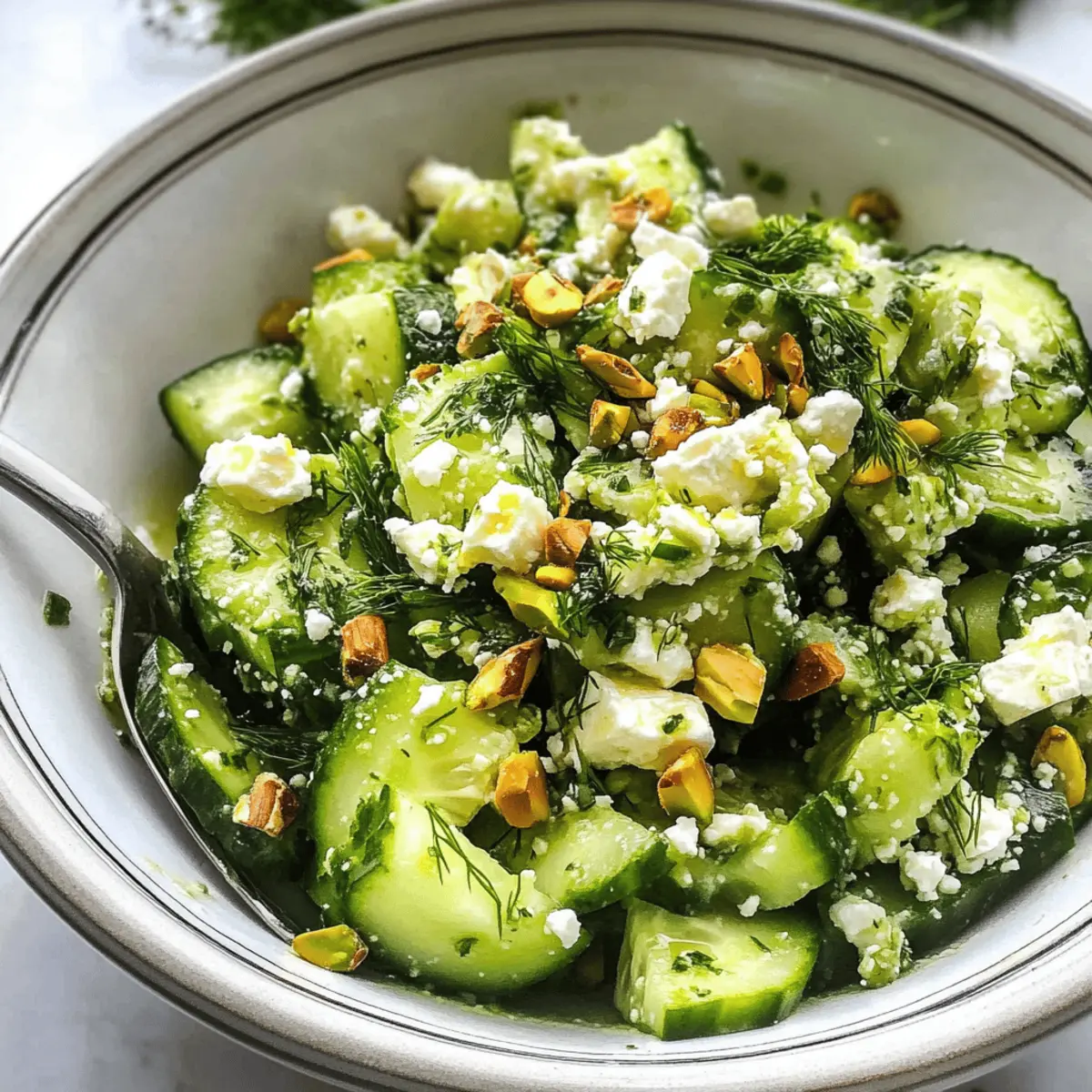 10 Minuten zerdrückter Gurkensalat mit Feta und Dill