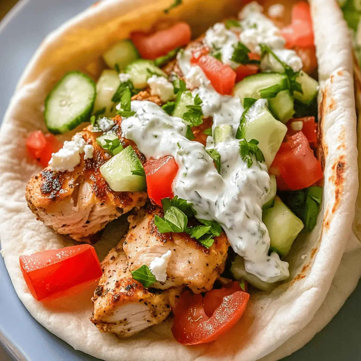 Griechisches Hähnchen Gyros mit cremiger Tzatziki-Sauce