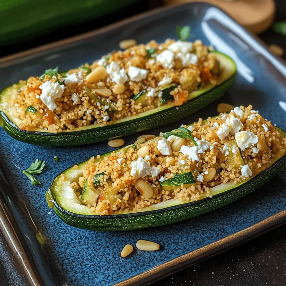 Gefüllte Zucchini mit Couscous und Feta genießen