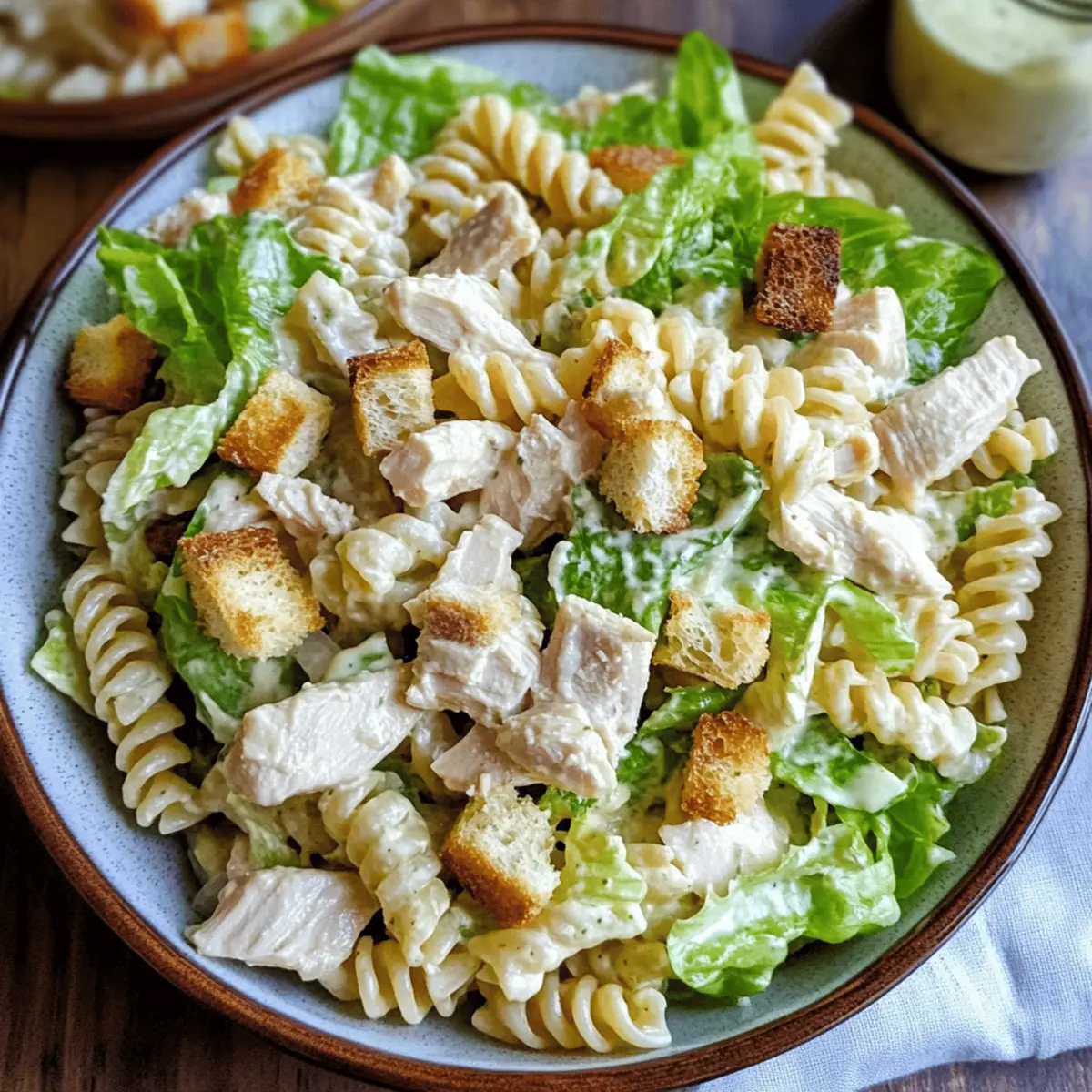 Hühnchen Caesar Nudelsalat in 20 Minuten zubereiten
