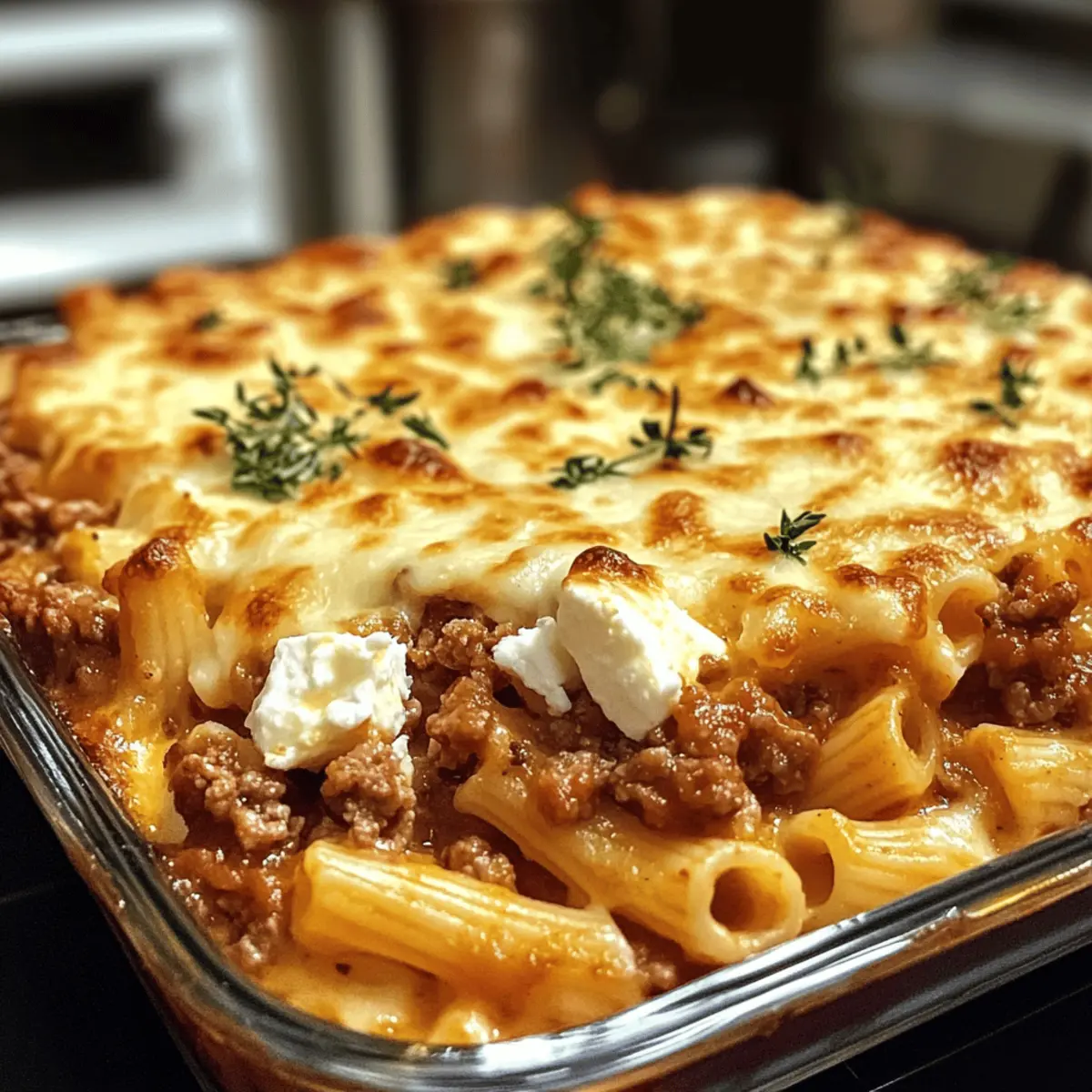 Griechischer Nudel-Auflauf mit Feta und Hackfleisch geniessen