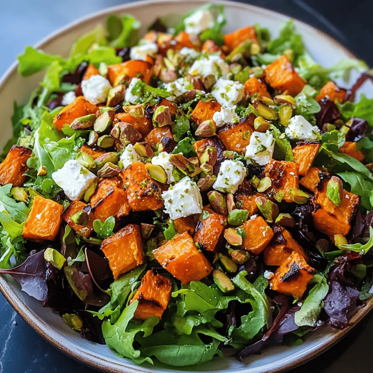 Süßkartoffel Feta Salat mit Limetten-Dressing