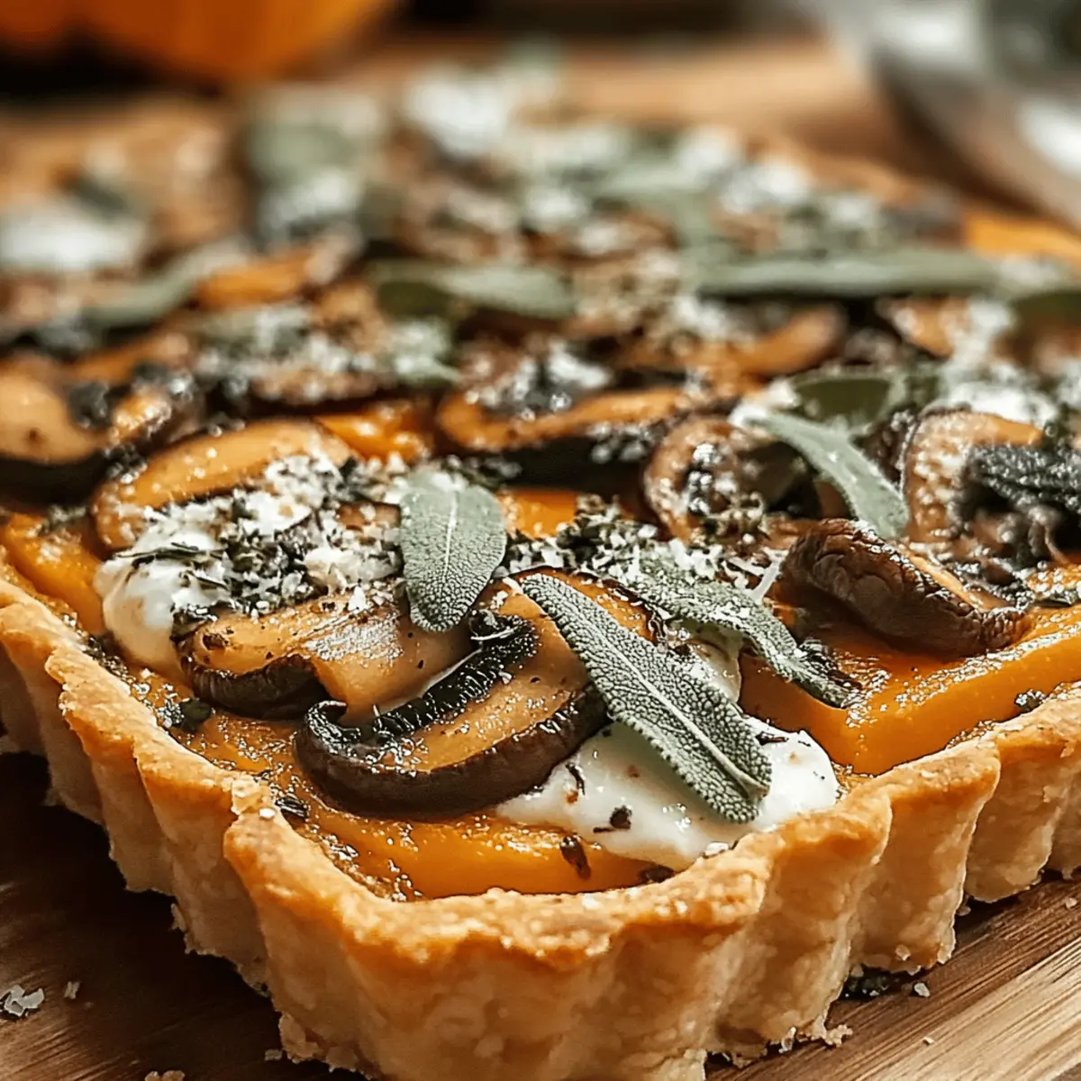 Kürbis-Salbei- und Pilztarte für den Herbstgenuss
