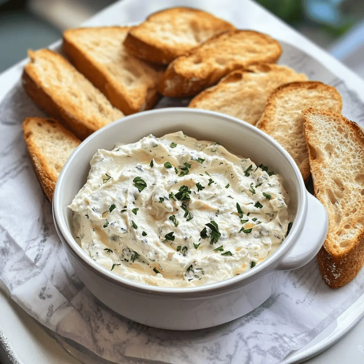Cremiger Caesar-Salat Dip mit knusprigem Baguette