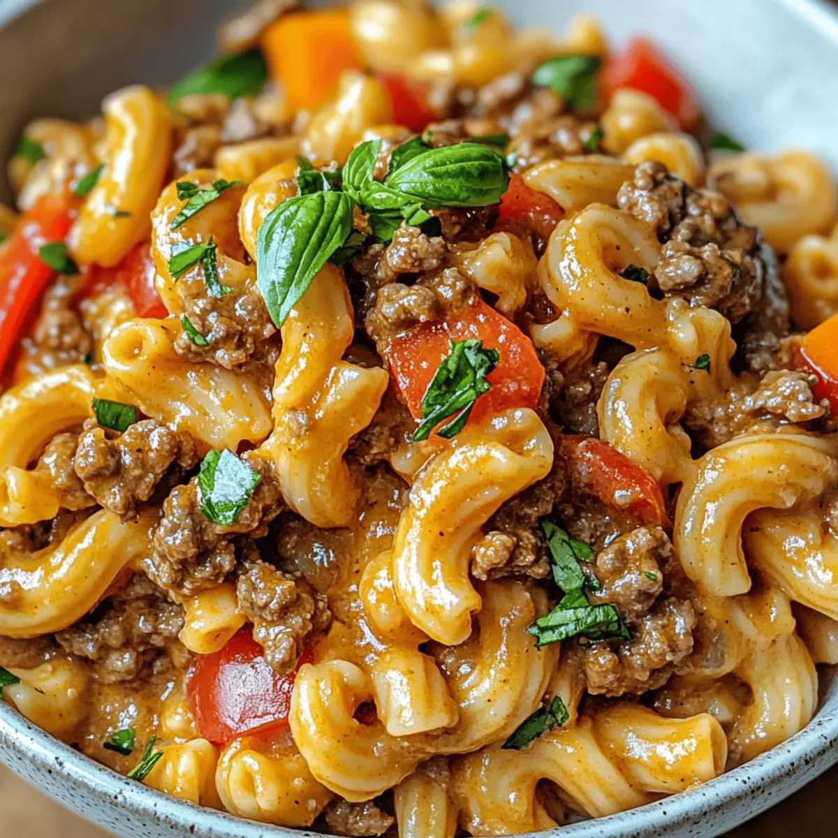 Hohe-Protein Cremige Rindfleisch Pasta für den Genuss