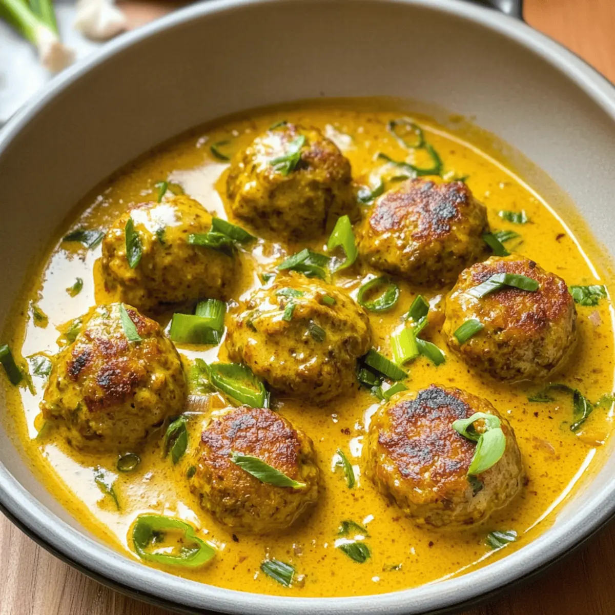 Jerk-Fleischbällchen in Kokosnuss-Curry-Sauce genießen