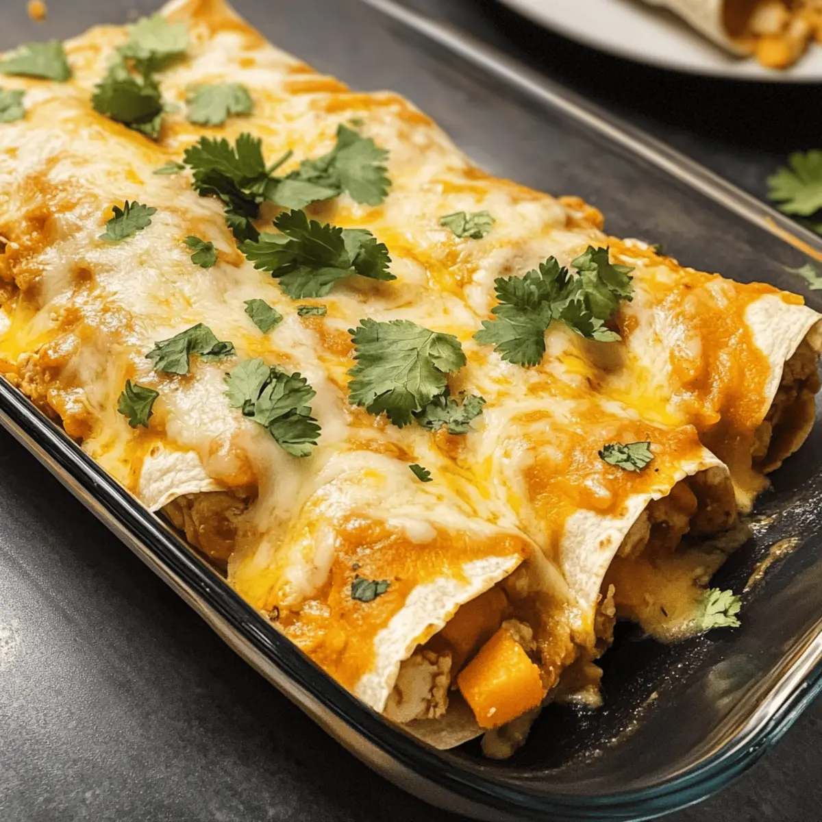 Cremige Kürbis-Hühnchen-Enchiladas zum Verlieben