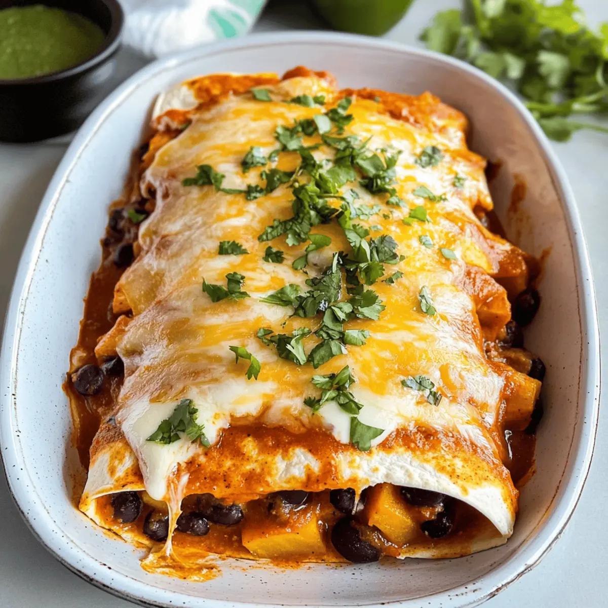 Vegetarische Enchiladas mit Süßkartoffeln und Bohnen