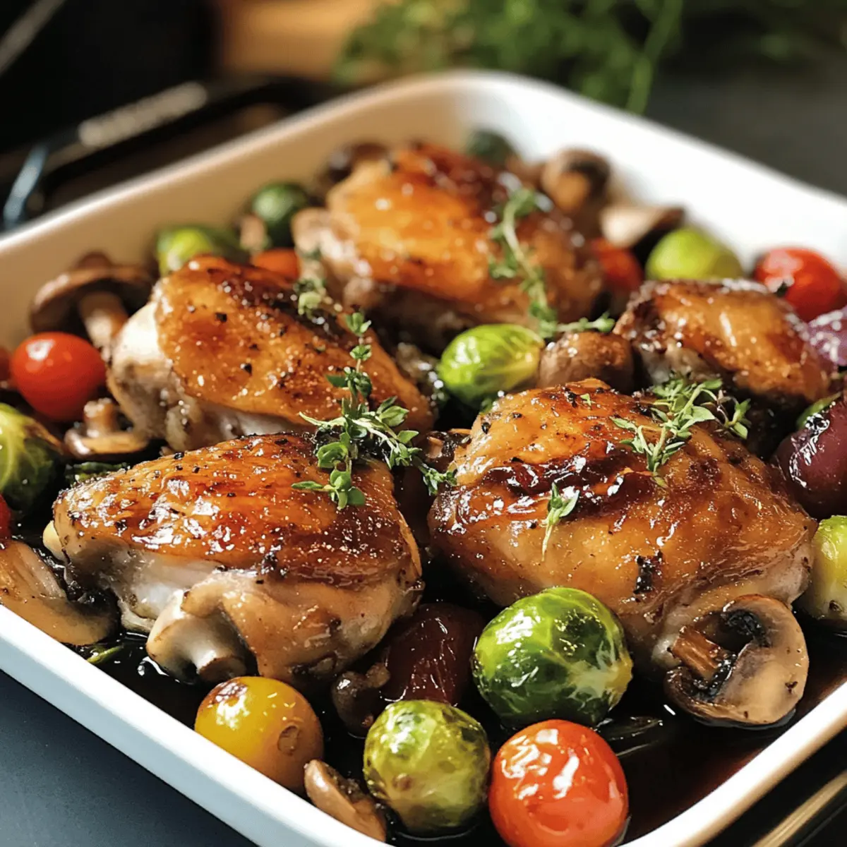 Ein-Pfannen-Balsamico-Hühnchen mit geröstetem Gemüse