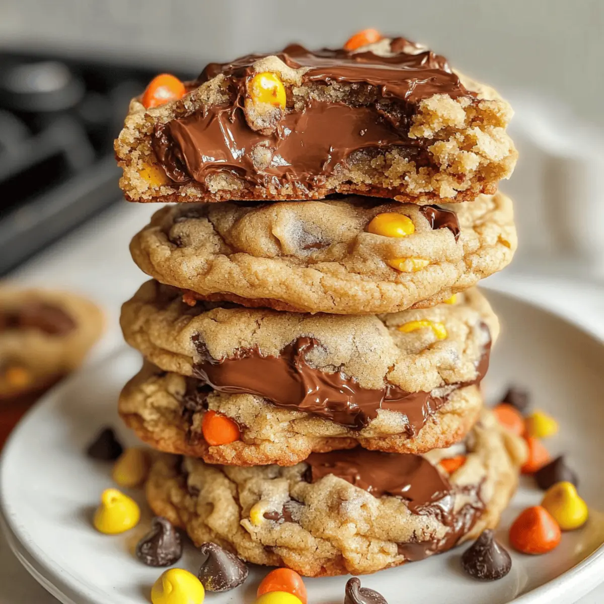 Schokoladenkekse gefüllt mit Erdnussbutter & Nutella