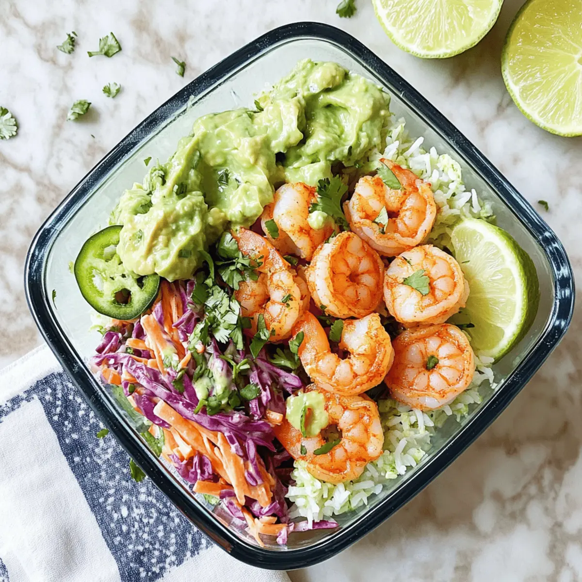 Garnelen-Taco-Mittagschalen für gesunde Mittagessen