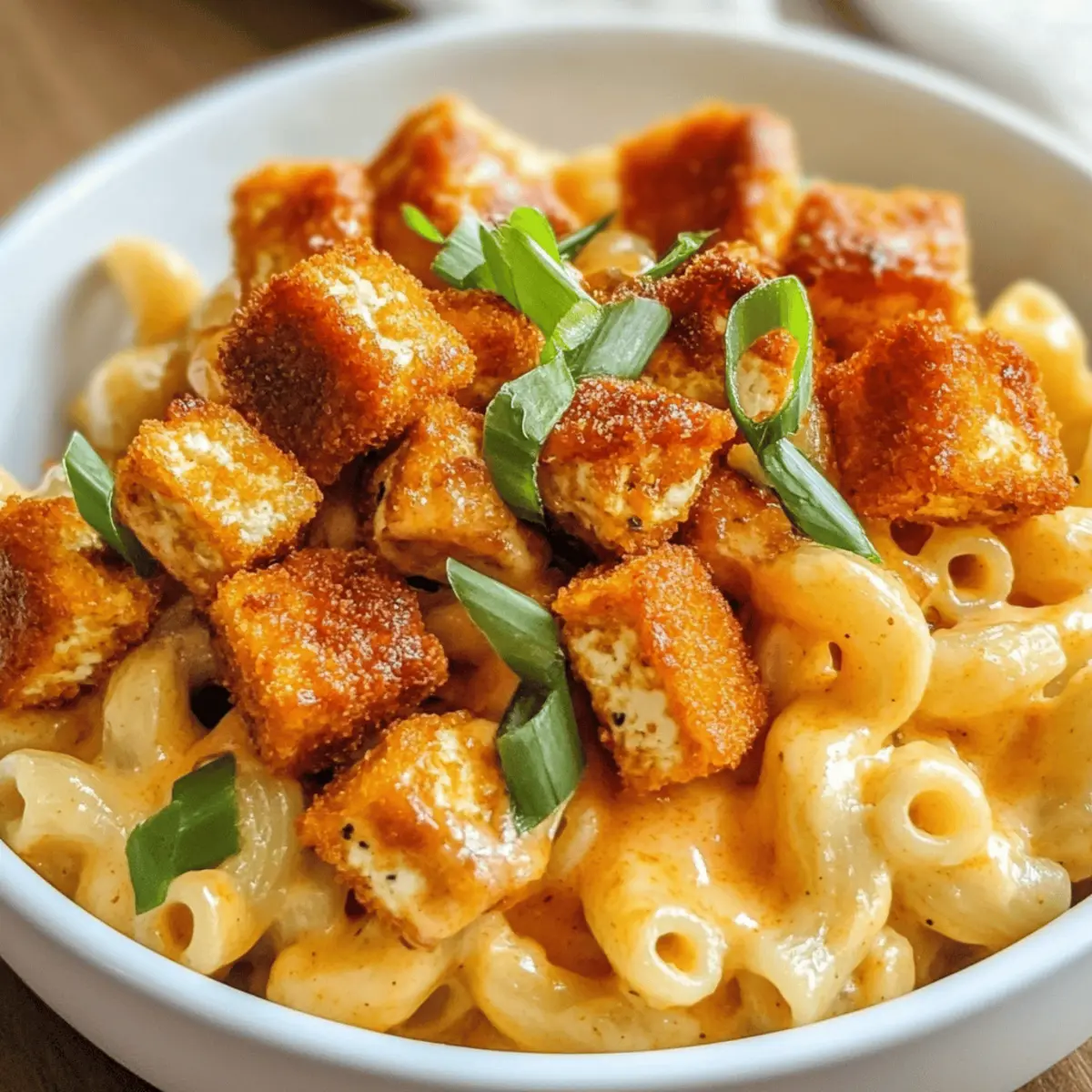 Veganer Hochprotein Buffalo Tofu Mac und Käse
