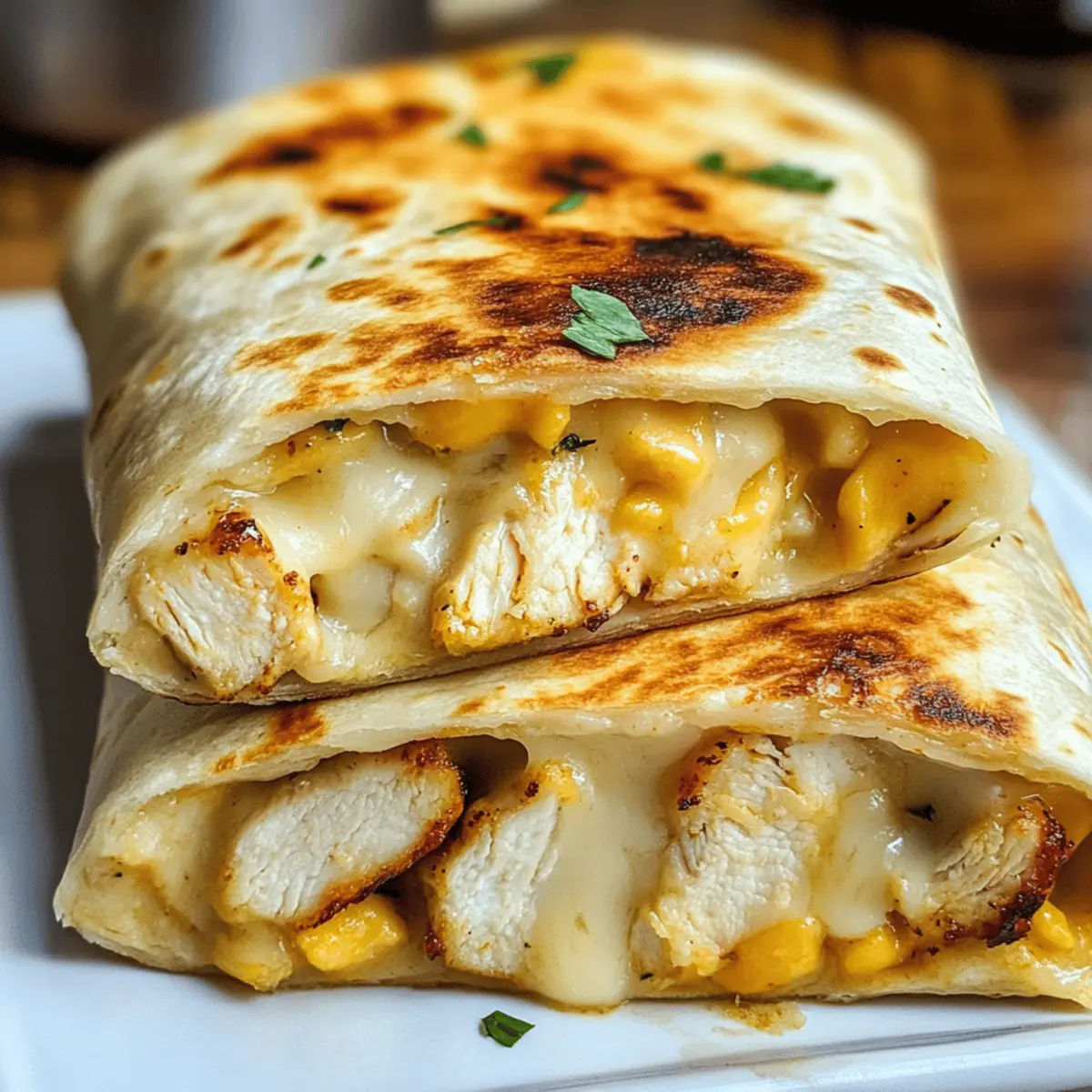 Käseknoblauch-Hühnchen-Wraps für schnelle Abende