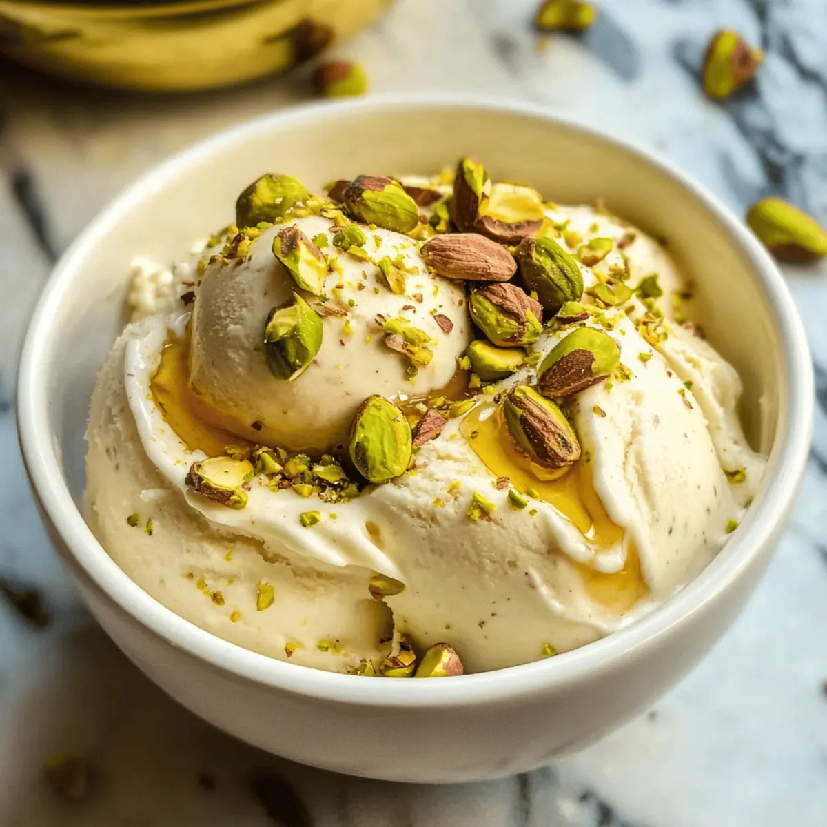 Pistazien-Kardamom-Frozen Yogurt ganz ohne Eismaschine