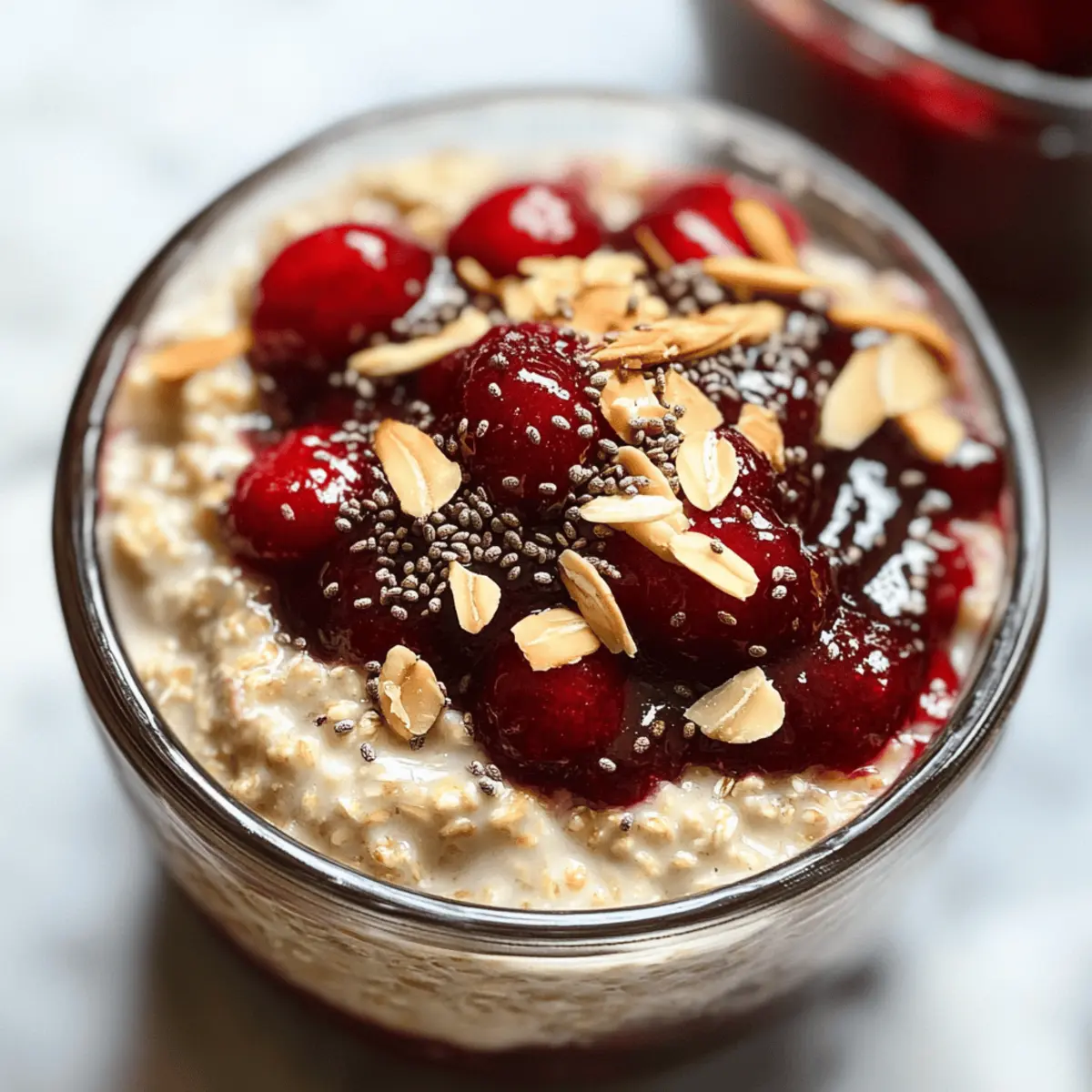 Hafer mit Kirsch-Chia-Samen-Marmelade für gesunde Morgen