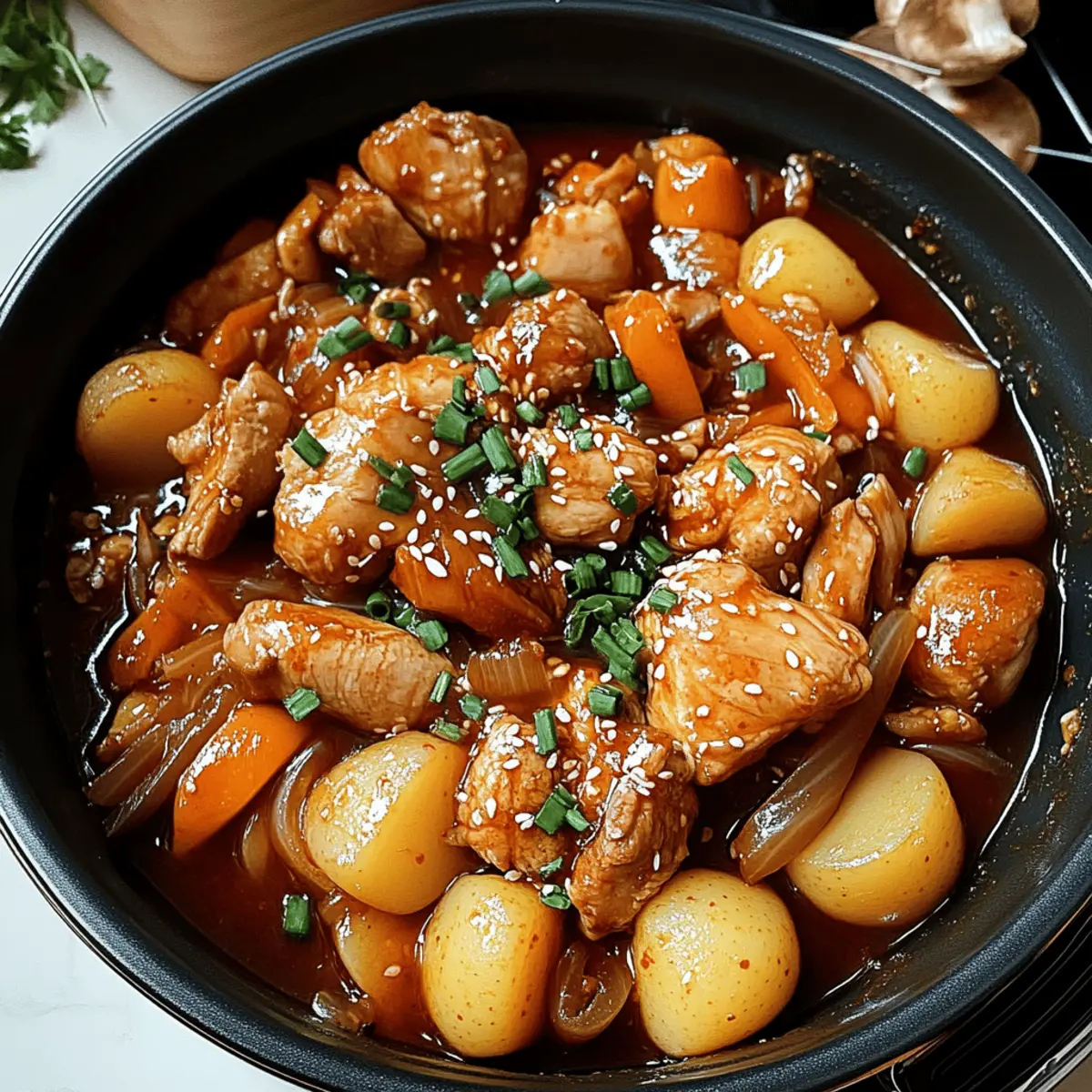 Jjimdak Koreanisches geschmortes Hähnchen: Einfach & Lecker