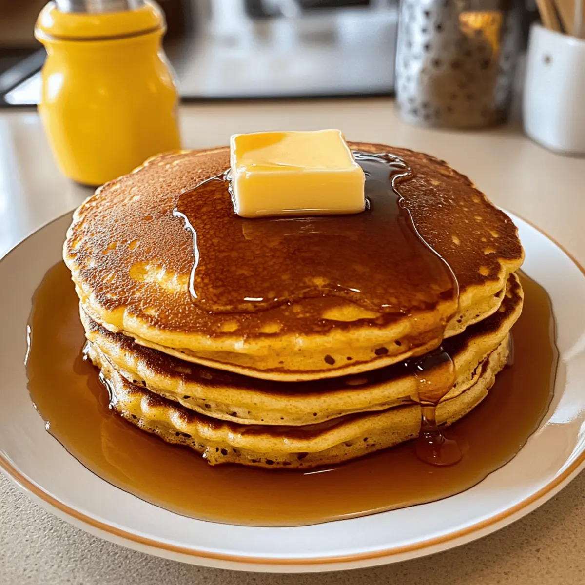 Fluffige Diner-Pfannkuchen mit Honig-Butter-Soße